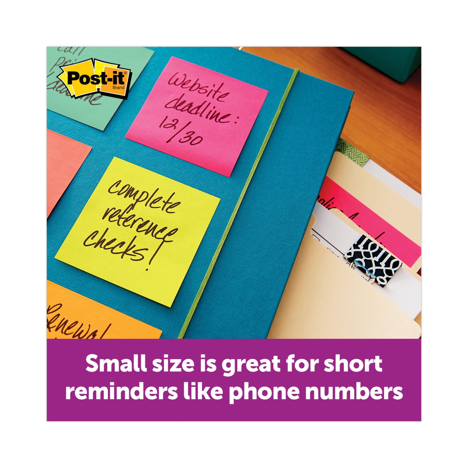 600 - 3" Flag/Note Width x 3" Flag/Note Length - Square - 100 Sheets per Pad - Unruled - Electric Blue, Limeade, Neon Orange, Neon Pink, Concord - Paper - Pop-up, Self-adhesive, Repositionable - Recycled - 1 Pack