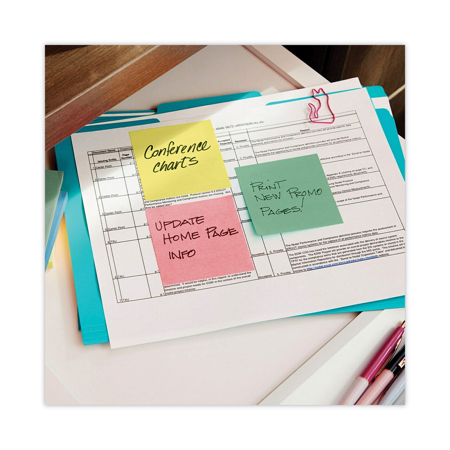 1200 - 3" Flag/Note Width x 3" Flag/Note Length - Square - 100 Sheets per Pad - Unruled - Fresh Mint, Canary Yellow, Pink Salt, Papaya Fizz - Paper - Refillable, Pop-up, Self-adhesive, Repositionable - 1 Pack