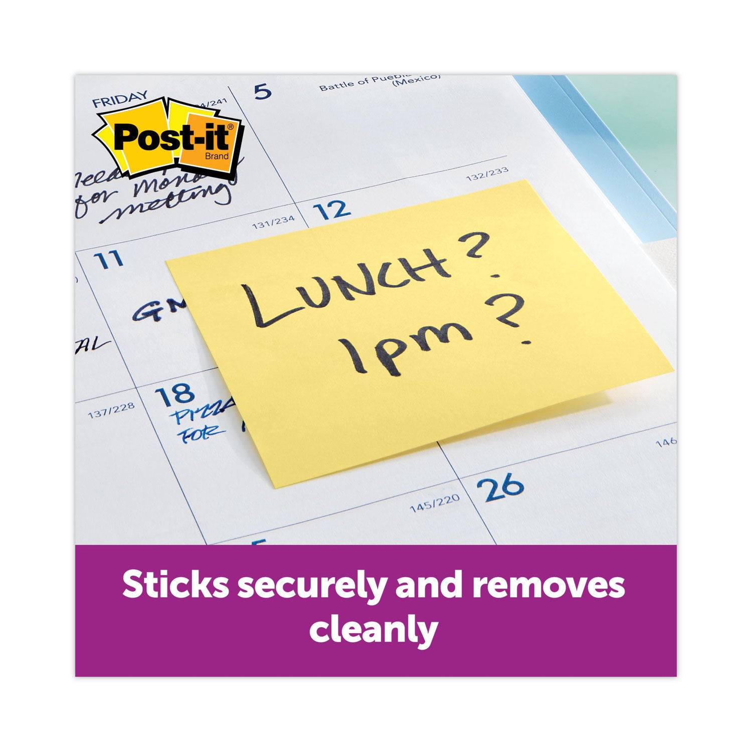 1080 - 3" Flag/Note Width x 3" Flag/Note Length - Square - 90 Sheets per Pad - Unruled - Canary Yellow - Paper - Self-adhesive, Repositionable - 1 Pack
