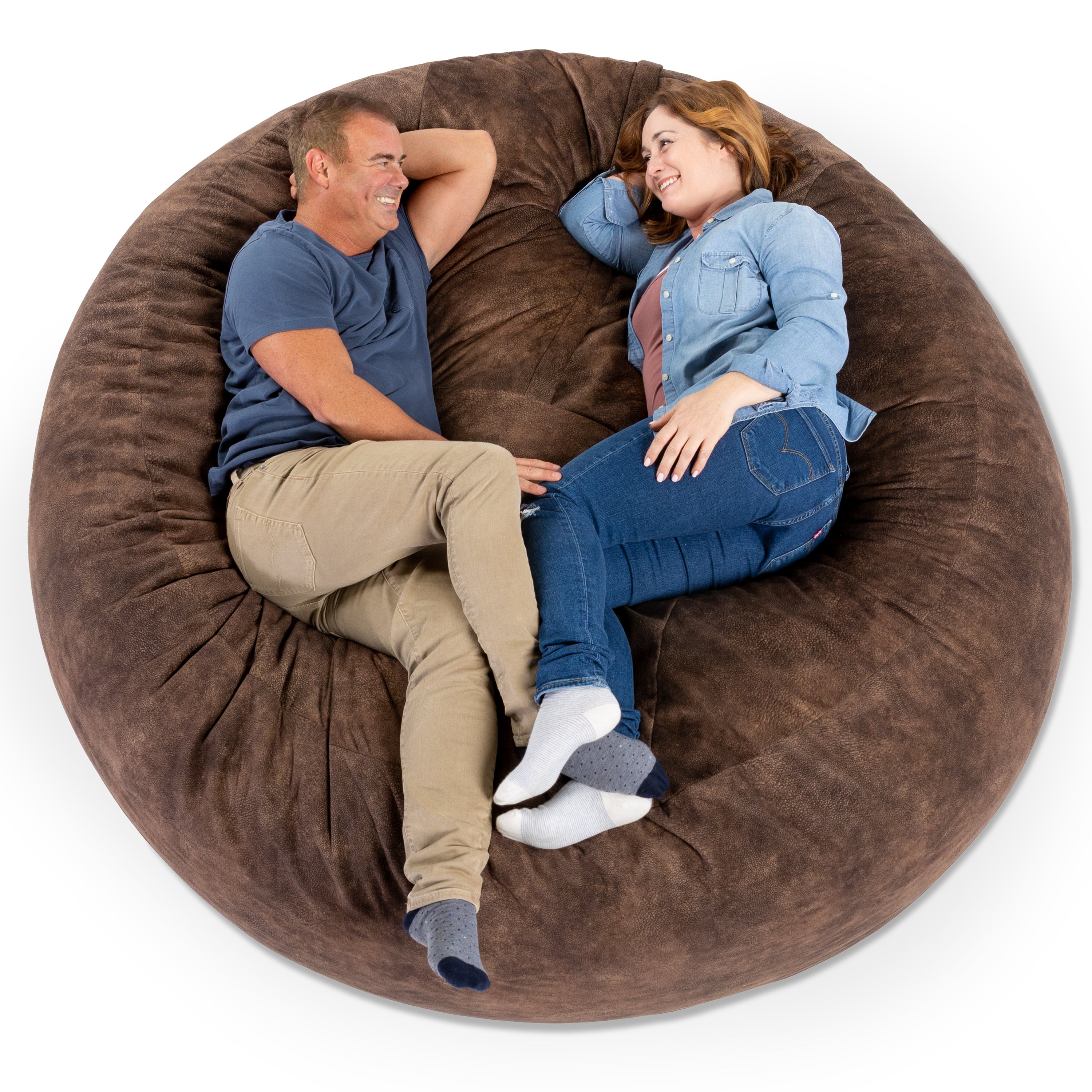 Jaxx Saxx 6 Foot Giant Bean Bag Chair - Padded Microvelvet, Chestnut