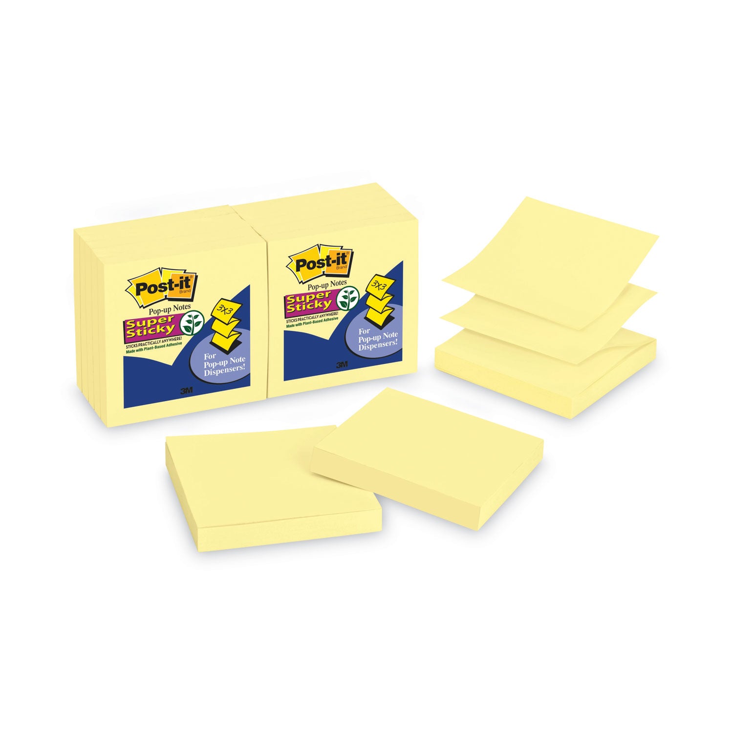 1080 - 3" Flag/Note Width x 3" Flag/Note Length - Square - 90 Sheets per Pad - Unruled - Canary Yellow - Paper - Self-adhesive, Repositionable - 1 Pack