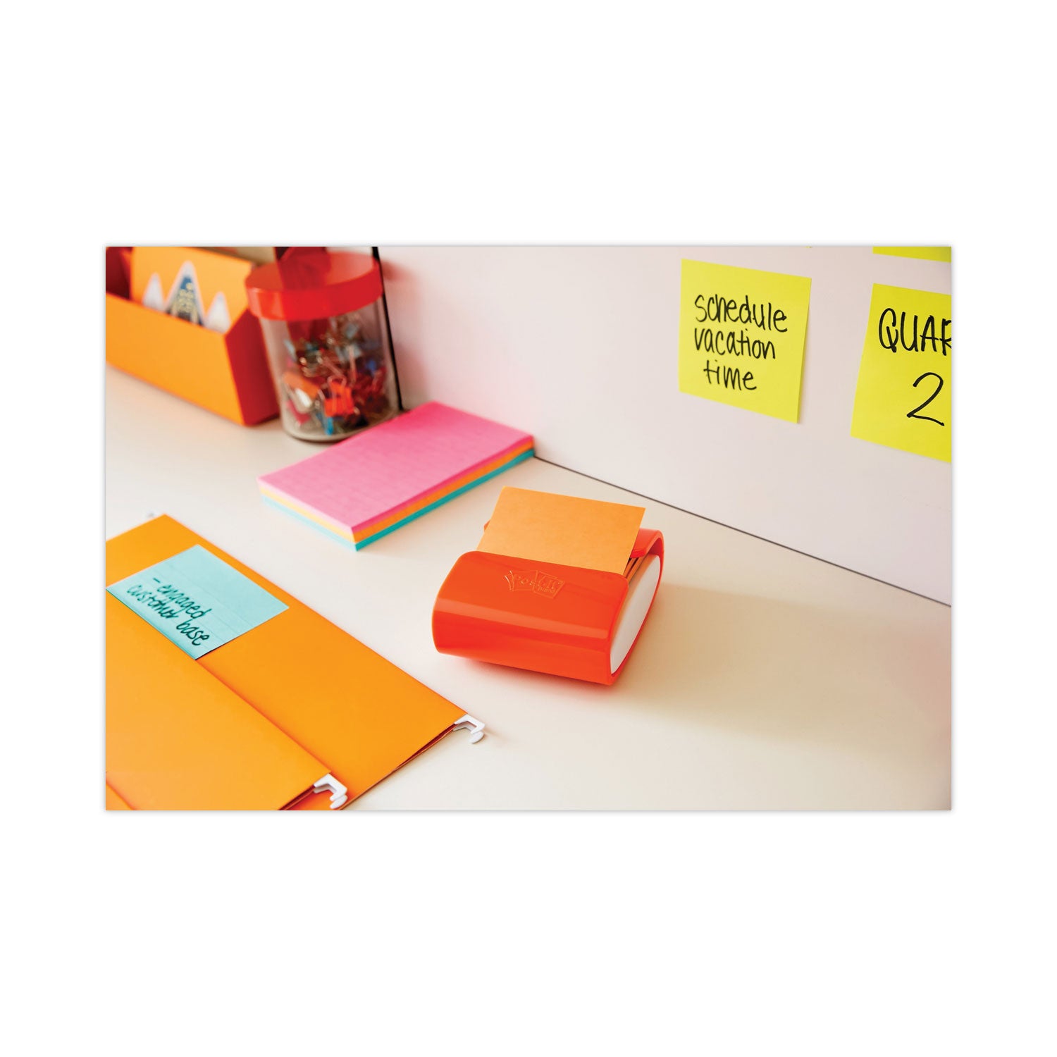 Post-it Super Sticky Dispenser Notes, Energy Boost Color Collection, 3" x 3", Vital Orange, Tropical Pink, Sunnyside, 1 Pack