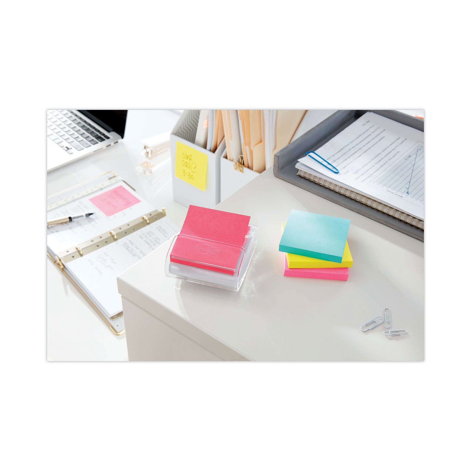 Post-it Super Sticky Dispenser Notes, Supernova Neons Color Collection, 3" x 3", 90 Sheets per Pad, Aqua Splash/Acid Lime/Guava, 1 Pack