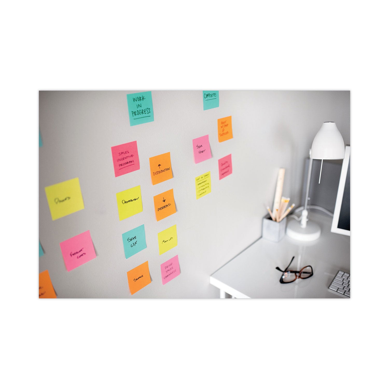Post-it Super Sticky Dispenser Notes, Supernova Neons Color Collection, 3" x 3", 90 Sheets per Pad, Aqua Splash/Acid Lime/Guava, 1 Pack
