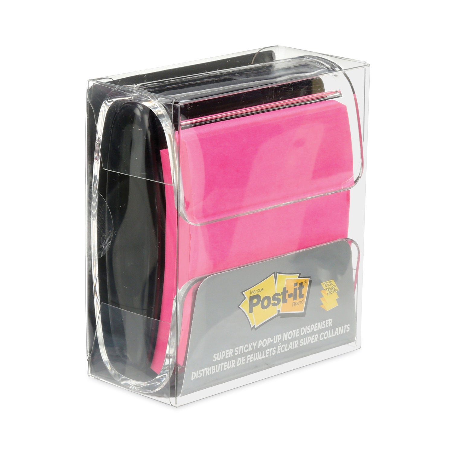 Post-it Note Dispenser, Clear/Translucent, Holds 100 Notes, Includes 1 Dispenser and 1 Pad (3" x 3")