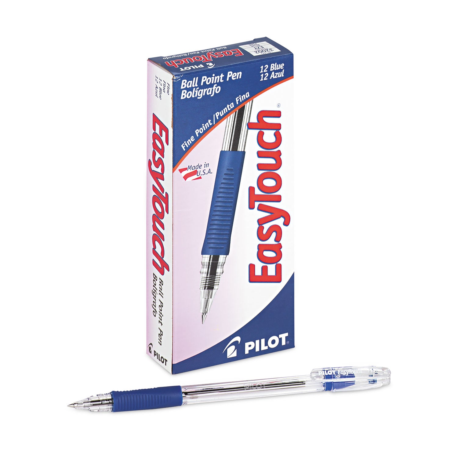 Pilot Ballpoint Pens - 0.7 mm Fine Pen Point - Refillable - Blue Ink - Oil Based - Clear Barrel - 1 Dozen