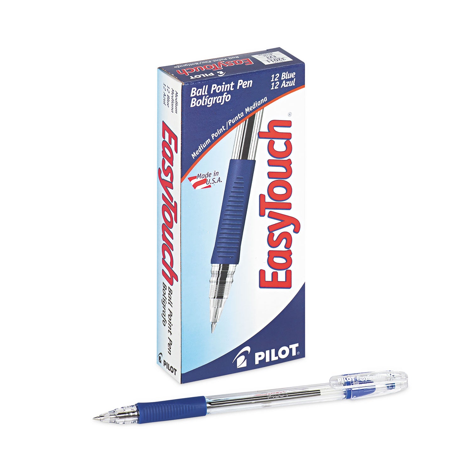 Pilot Ballpoint Pens - 1 mm Medium Pen Point - Refillable - Blue Ink - Blue Barrel - 1 Dozen