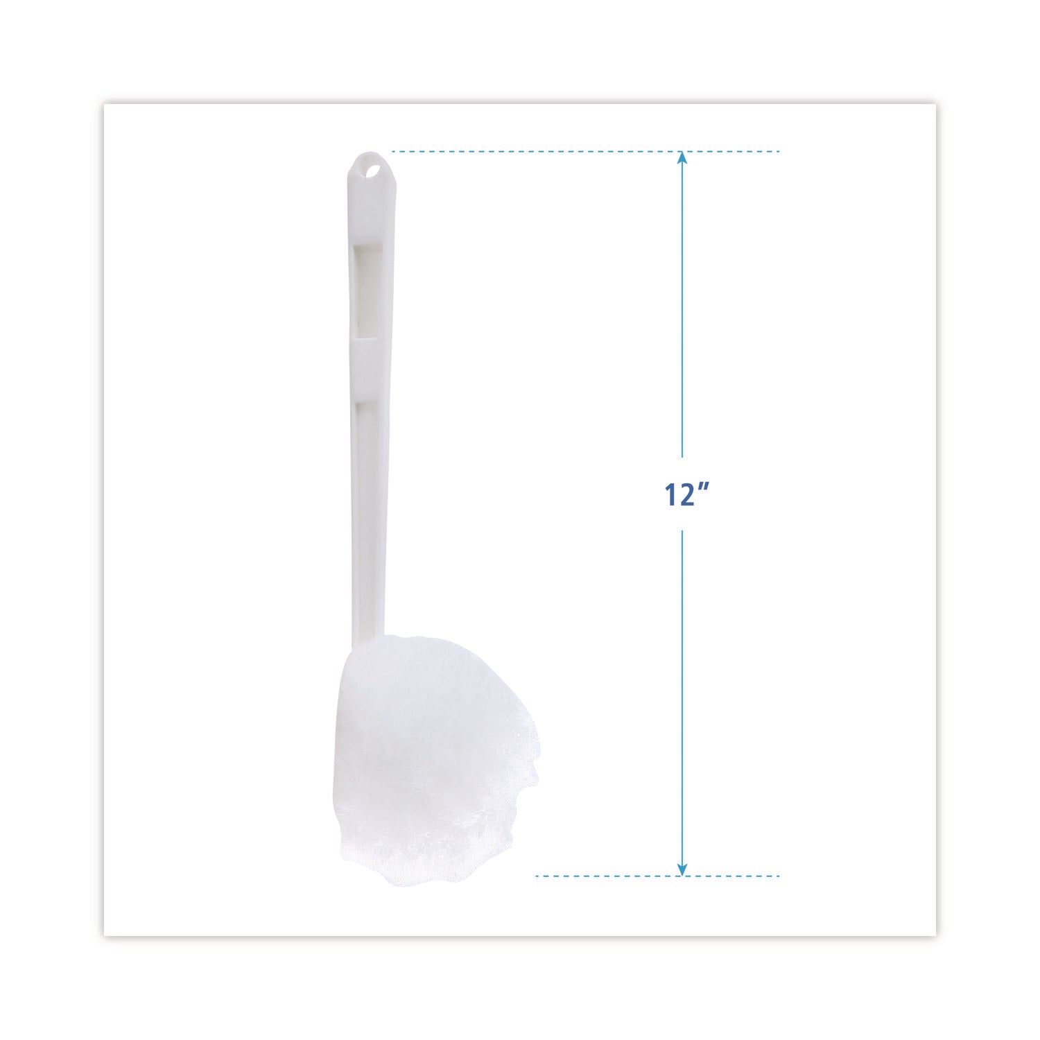 Deluxe Toilet Bowl Mop, 12" Handle, 2" Mop Head, White, 25/Carton