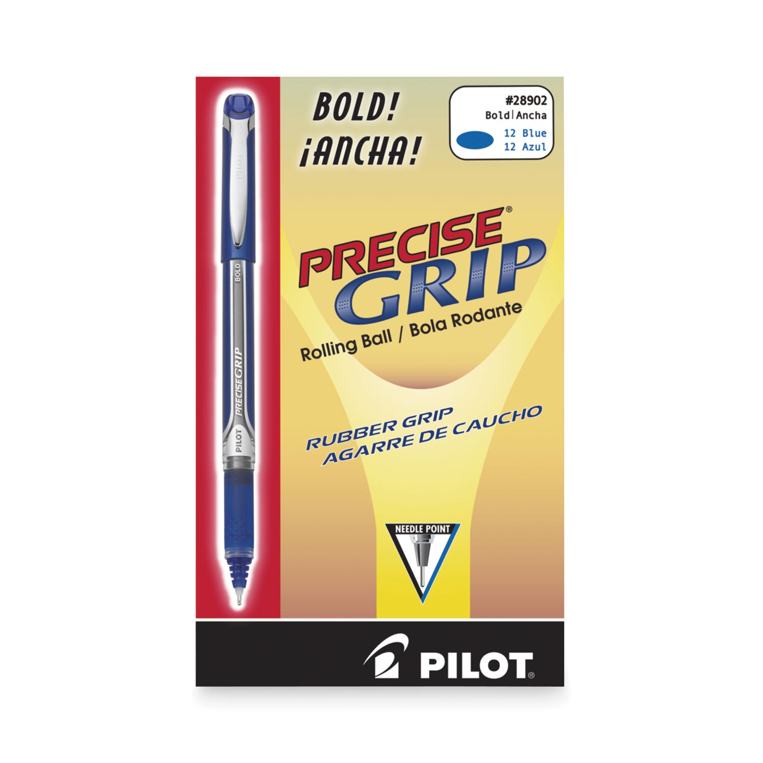 Pilot Bold Capped Rolling Ball Pens - 1 mm Bold Pen Point - Blue Ink - Blue Barrel - 1 Dozen