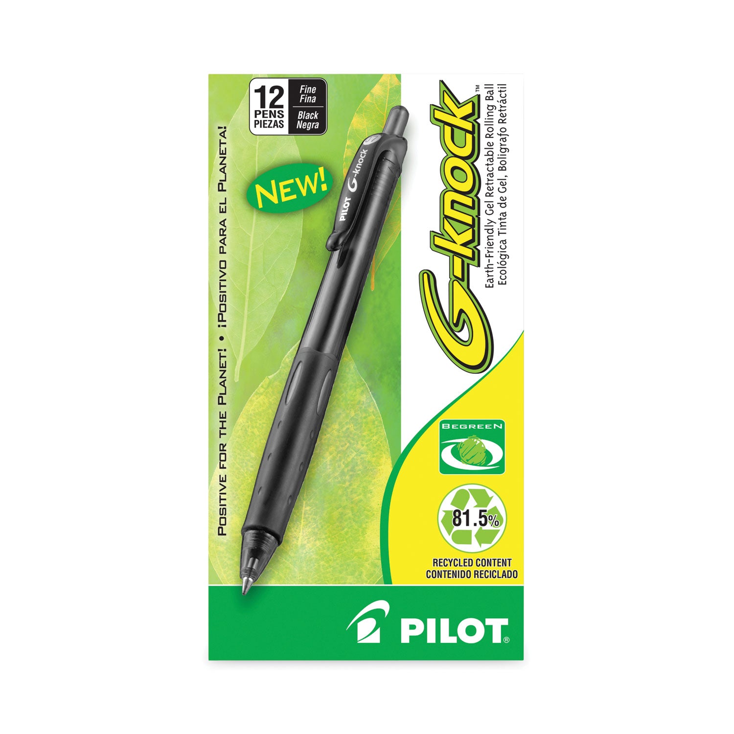 Pilot Retractable Gel Ink Pens - 0.7 mm Fine Pen Point - Refillable - Retractable - Black Ink - Gel-based - Black Barrel - 1 Dozen