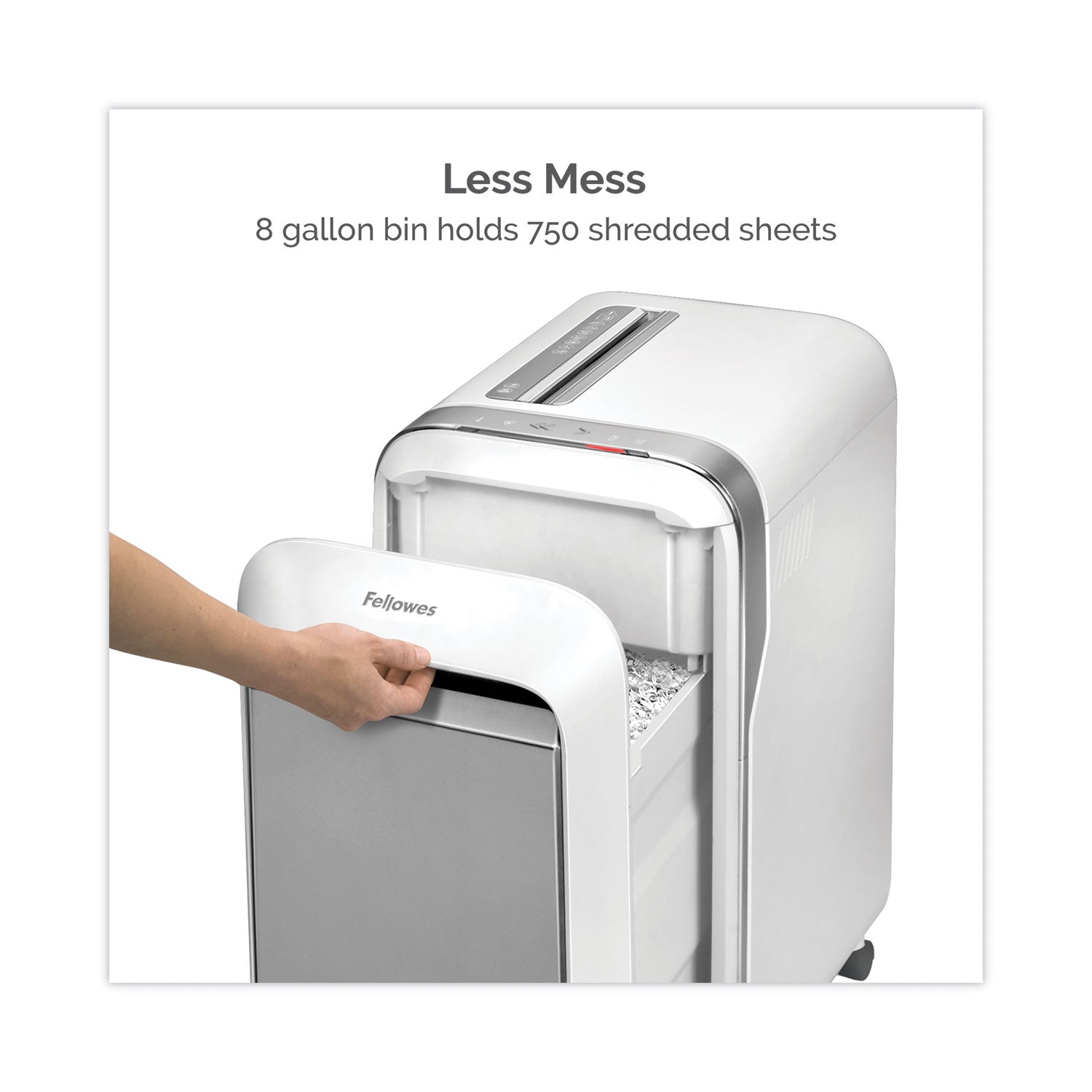 Micro Cut - 20 Per Pass - for shredding Paper, Credit Card, Paper Clip, Staples, Junk Mail - 0.156" x 0.500" Shred Size - P-4 - 7 ft/min - 9" Throat - 20 Minute Run Time - 8 gal Wastebin Capacity - White