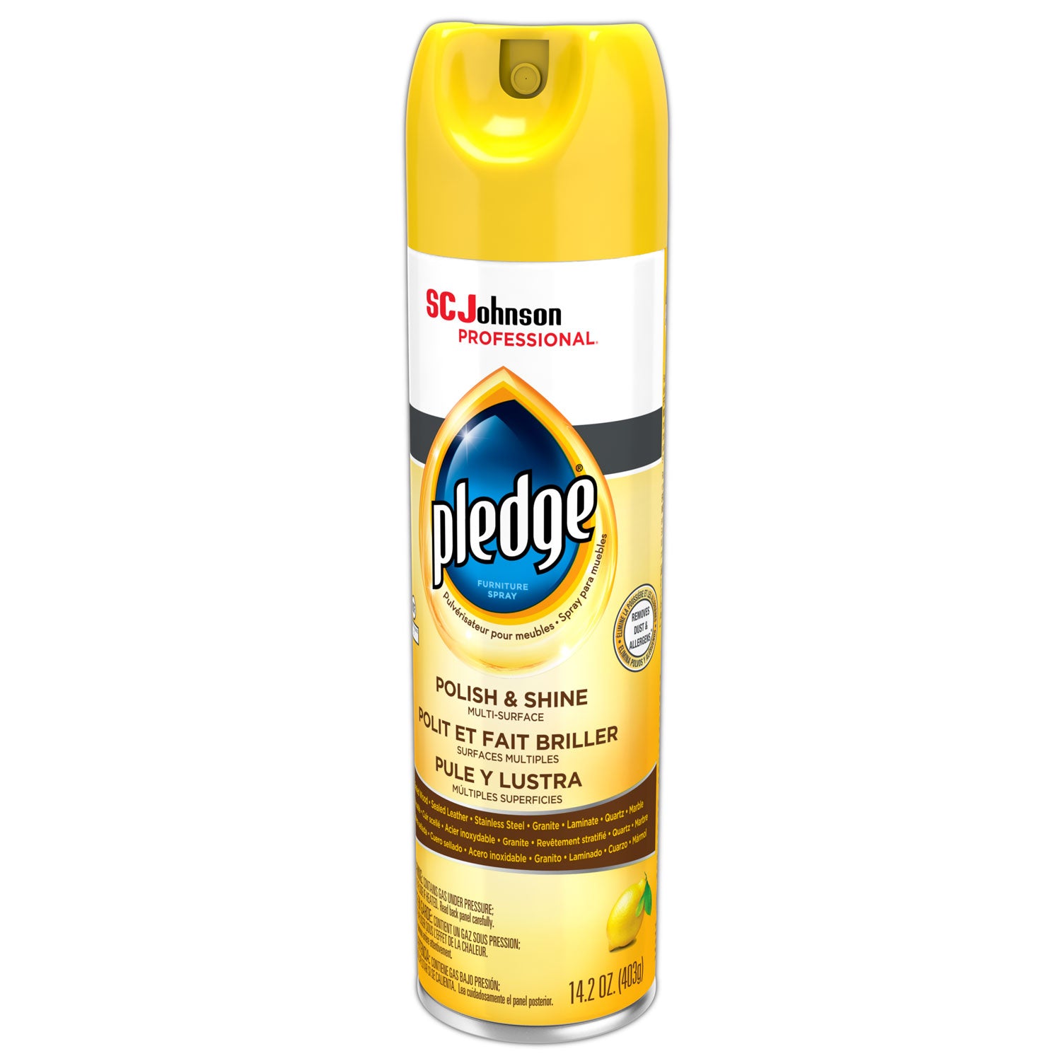 Pledge Lemon Enhancing Polish - 14.2 fl oz (0.4 quart) - Lemon Scent - White - 1 Each