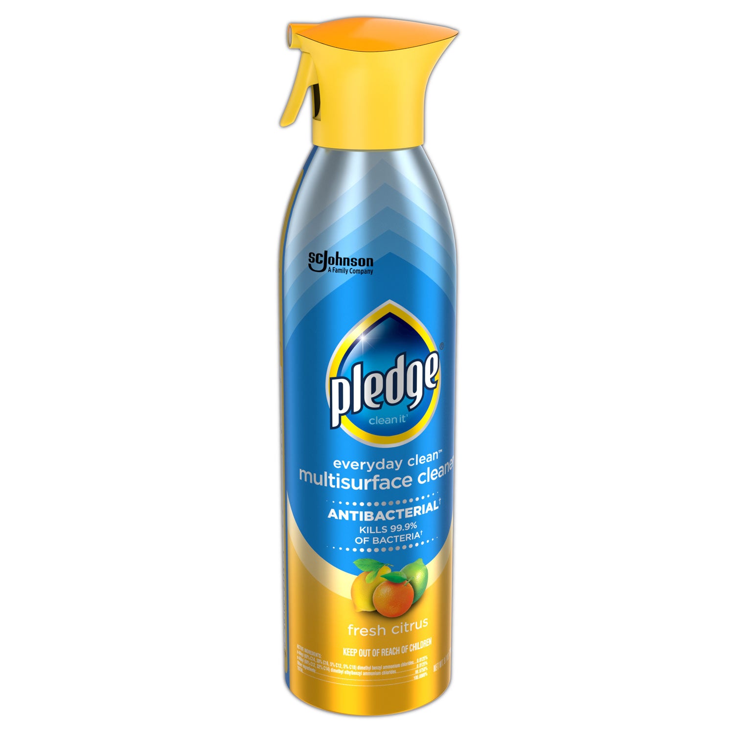 Pledge Everyday Clean Antibacterial Multisurface Cleaner, Fresh Citrus Scent, 9.7 fl oz, Blue, Residue-free, 1 Each