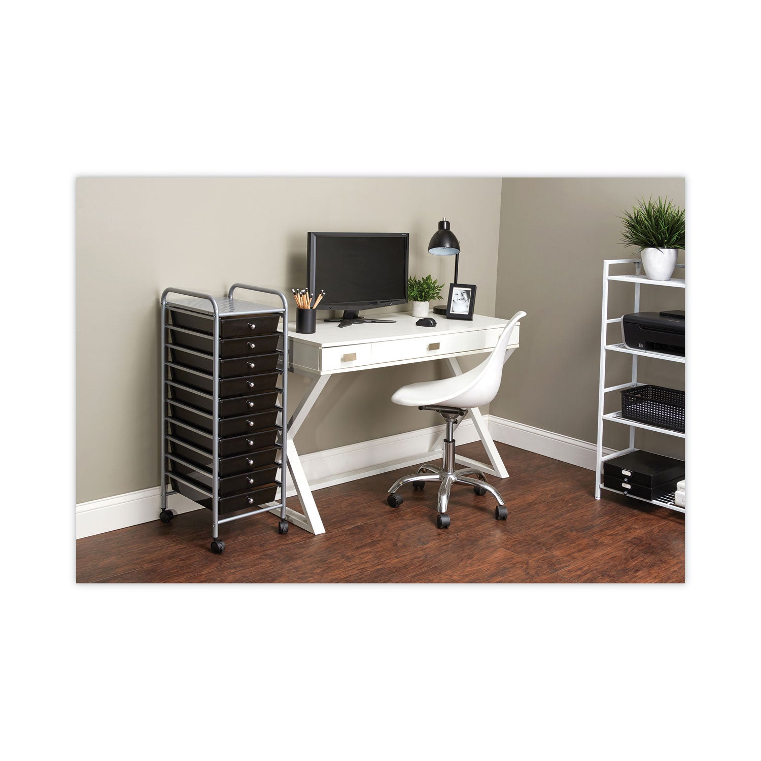 10-Drawer Rolling Cart, Smoke