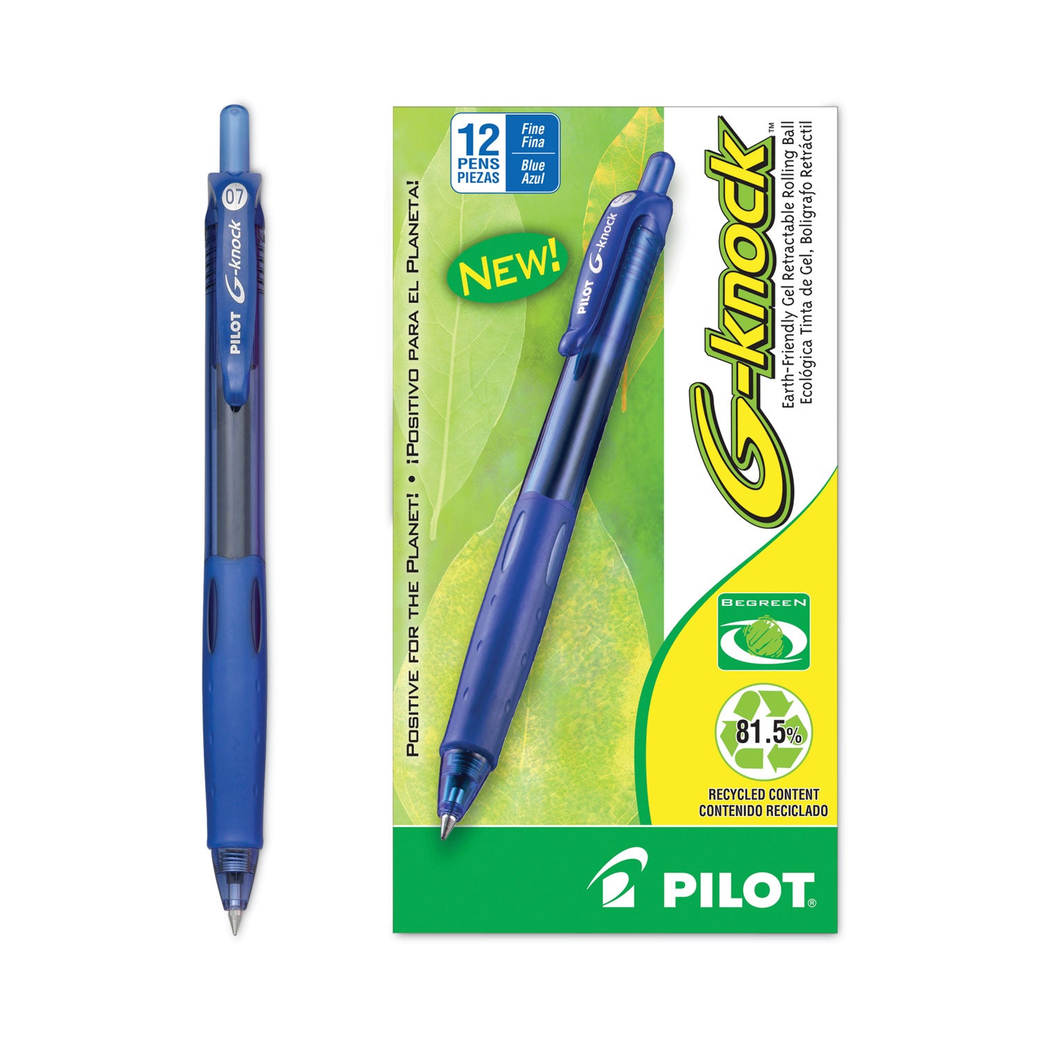 Pilot Retractable Gel Ink Pens - 0.7 mm Fine Pen Point - Refillable - Retractable - Blue Ink - Gel-based - Blue Barrel - 1 Dozen