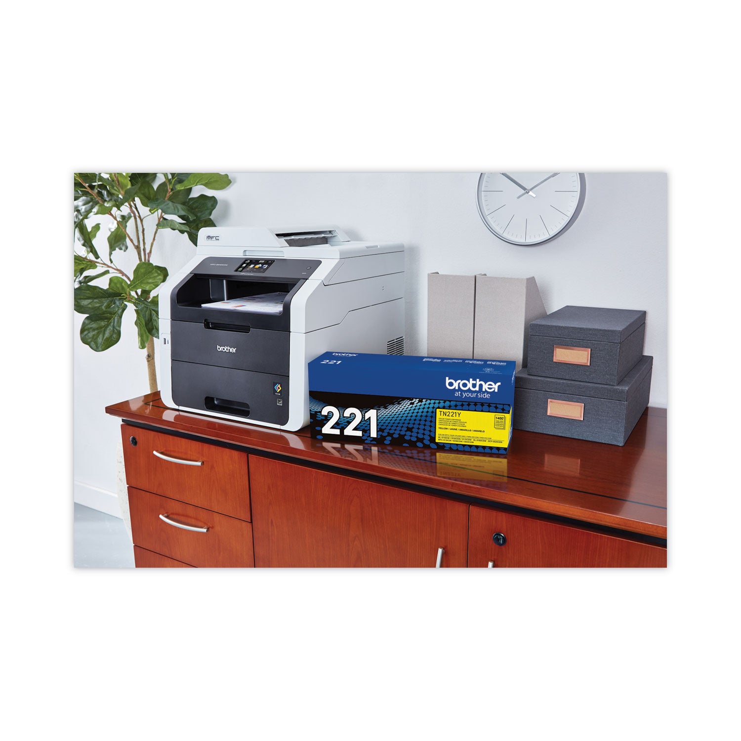 Brother TN221Y Original Standard Yield Laser Toner Cartridge - Yellow - 1 Each