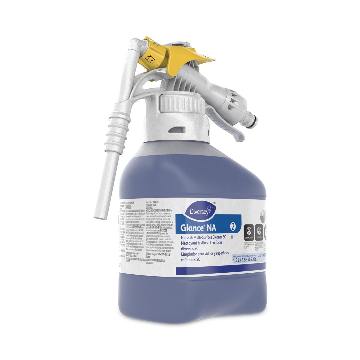 Concentrate - 50.7 fl oz (1.6 quart) - 7 pH - Streak-free, Non Ammoniated, Quick Drying, Non-smearing, Fragrance-free - Blue - 2 / Carton