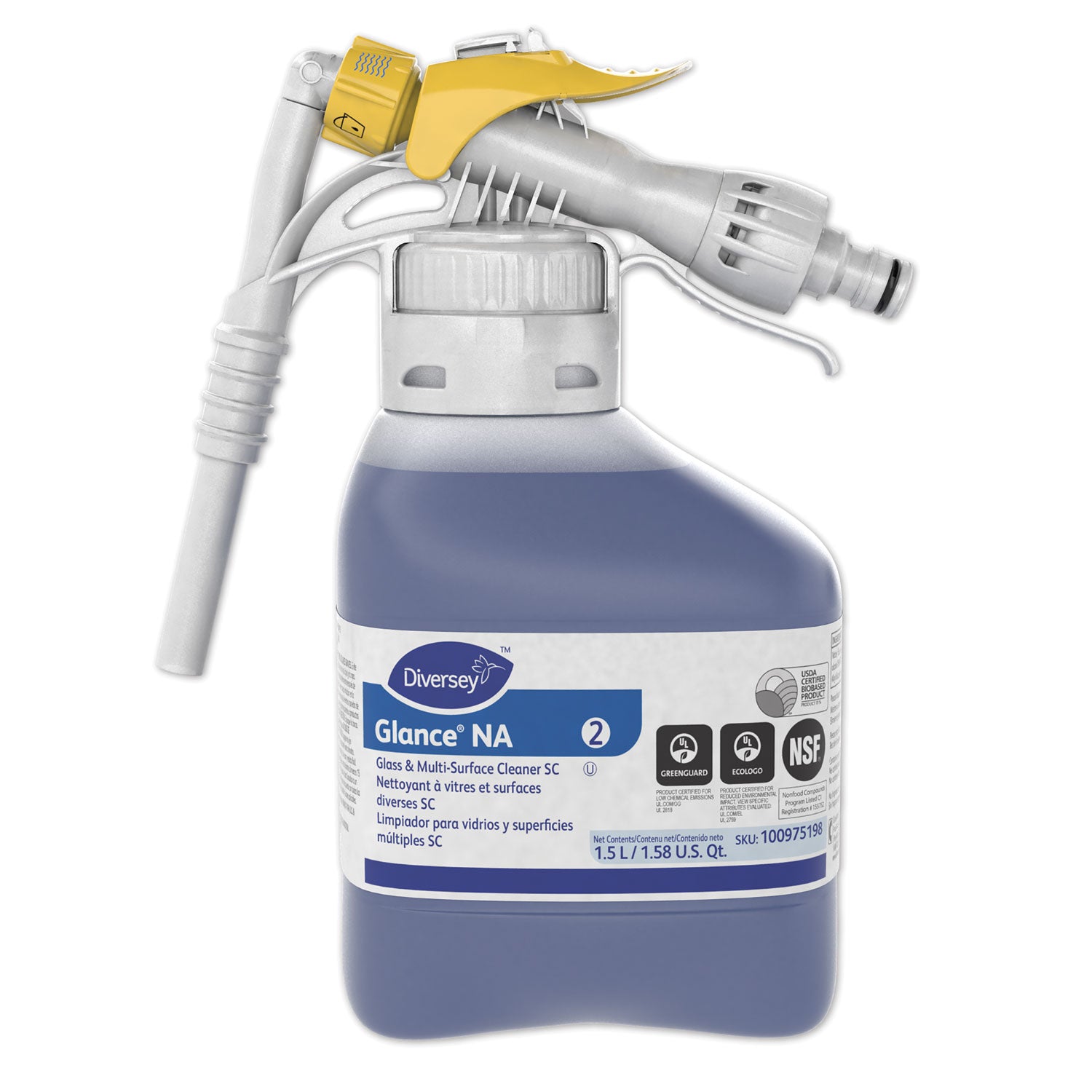 Concentrate - 50.7 fl oz (1.6 quart) - 7 pH - Streak-free, Non Ammoniated, Quick Drying, Non-smearing, Fragrance-free - Blue - 2 / Carton