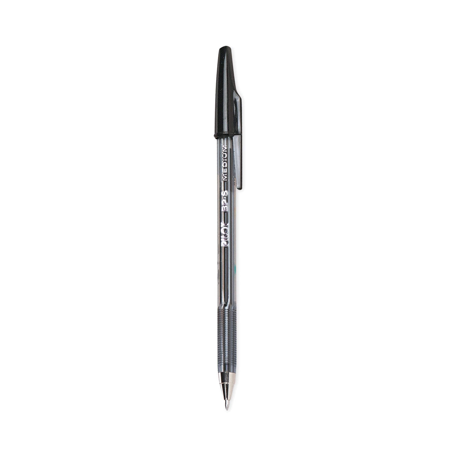 Pilot Better BP-S Ball Stick Pens - 1 mm Medium Pen Point - Refillable - Black Ink - Crystal, Clear Barrel - Stainless Steel Tip - 1 Dozen