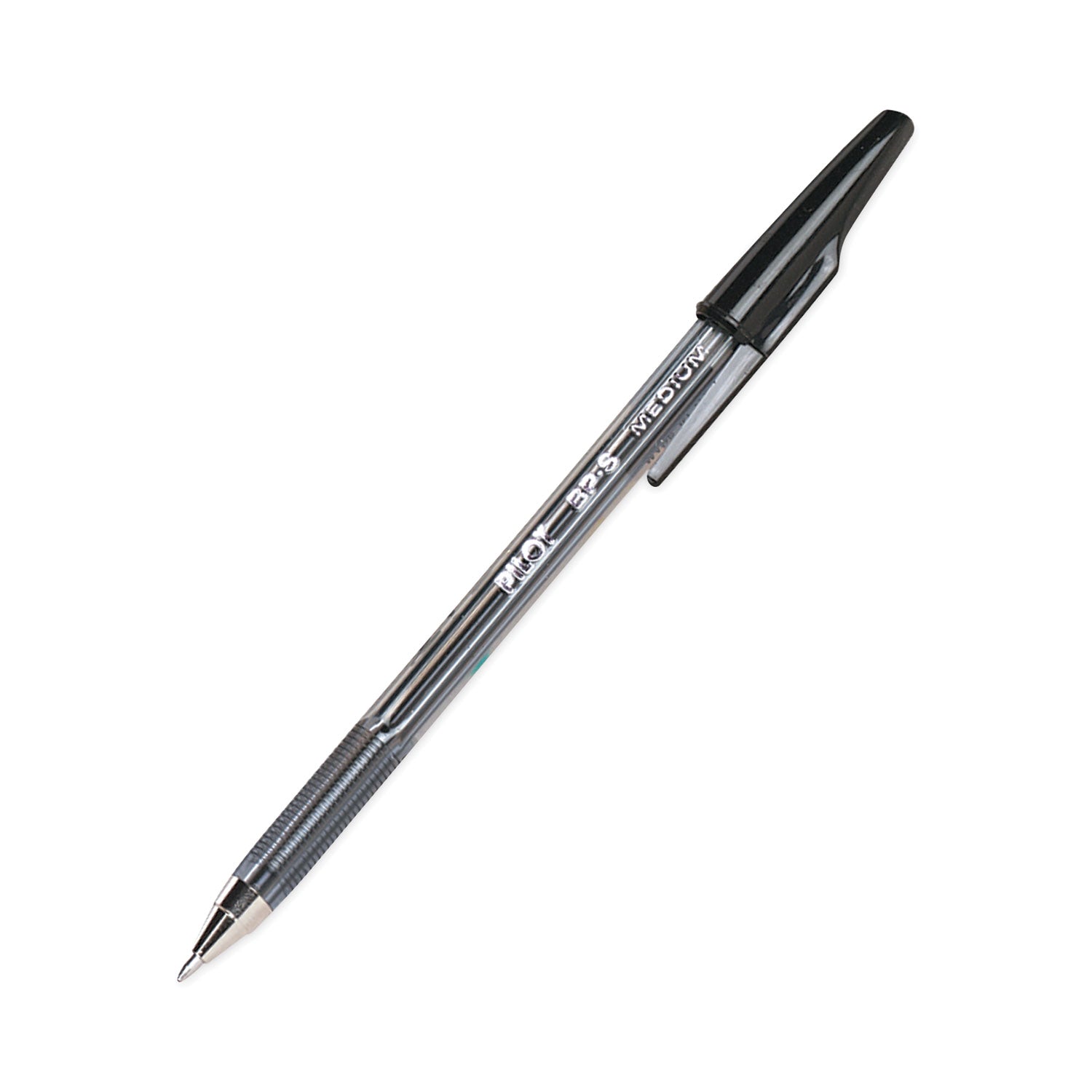 Pilot Better BP-S Ball Stick Pens - 1 mm Medium Pen Point - Refillable - Black Ink - Crystal, Clear Barrel - Stainless Steel Tip - 1 Dozen