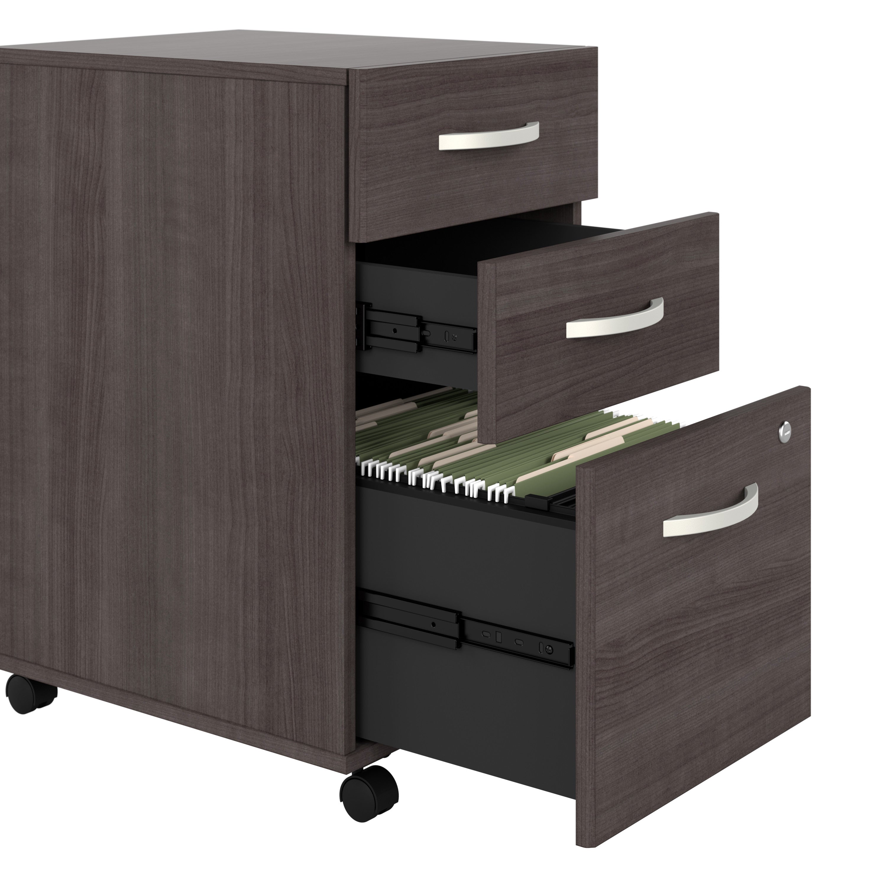Bush Business Furniture Studio C 60W x 30D Office Desk with Storage Return and Mobile File Cabinet in Storm Gray - 59.45" Width x 29.37" Depth x 29.84" Height
