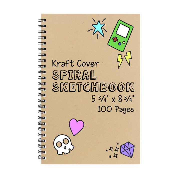 Spiral Sketchbook - 5.75"x8.75", 10 Books, Kraft 100 pg