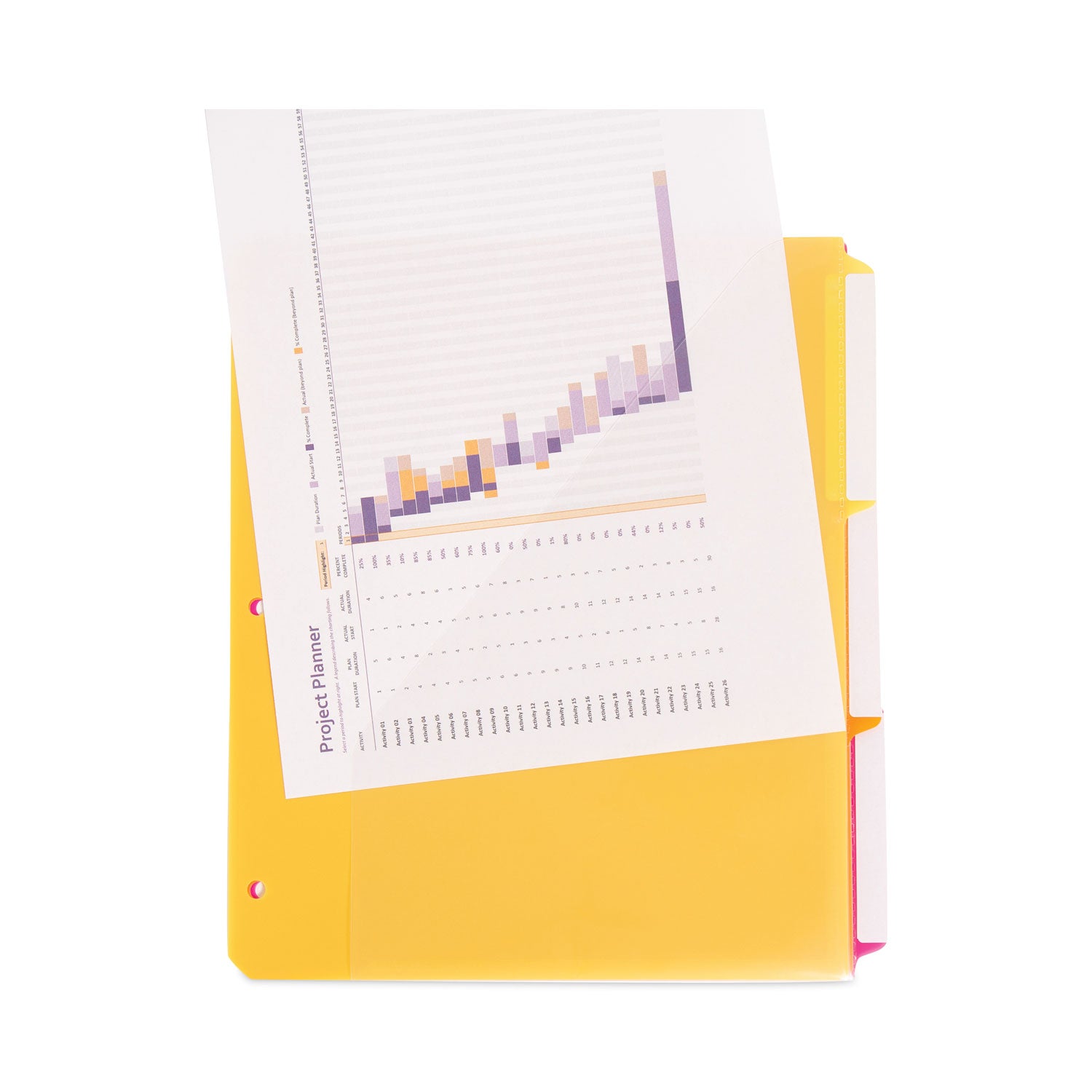 Assorted Tab(s) - 1/3 - Letter - 8.50" Width x 11" Length - 3 Hole Punched - Yellow, Orange, Pink, Green, Blue, Purple Divider - Poly Tab(s) - Acid-free, Hole-punched, Heavyweight, Durable, Pocket, Tear Resistant, Water Resistant - 30 / Box