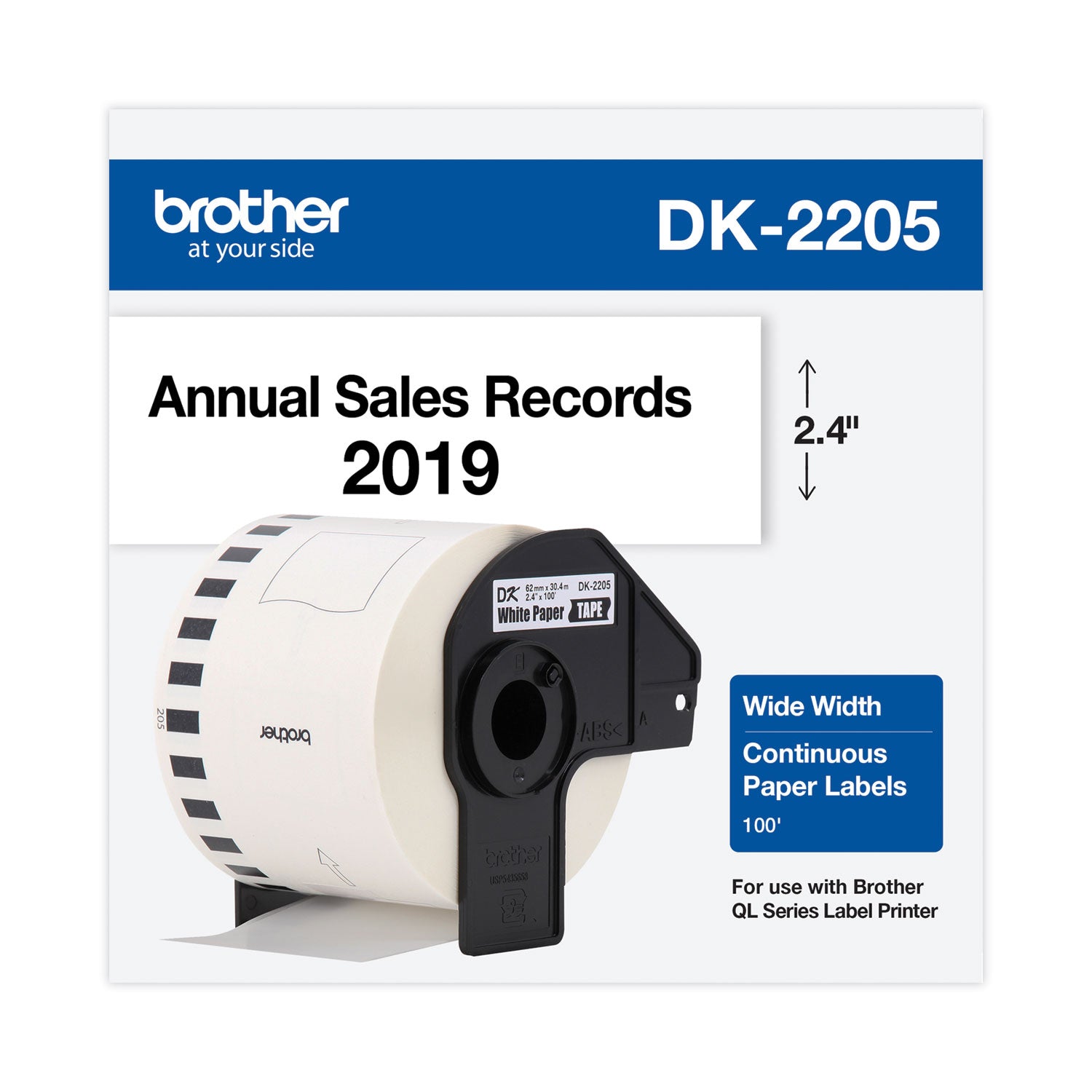 2 2/5" Width x 100 ft Length - Direct Thermal - 1 Roll