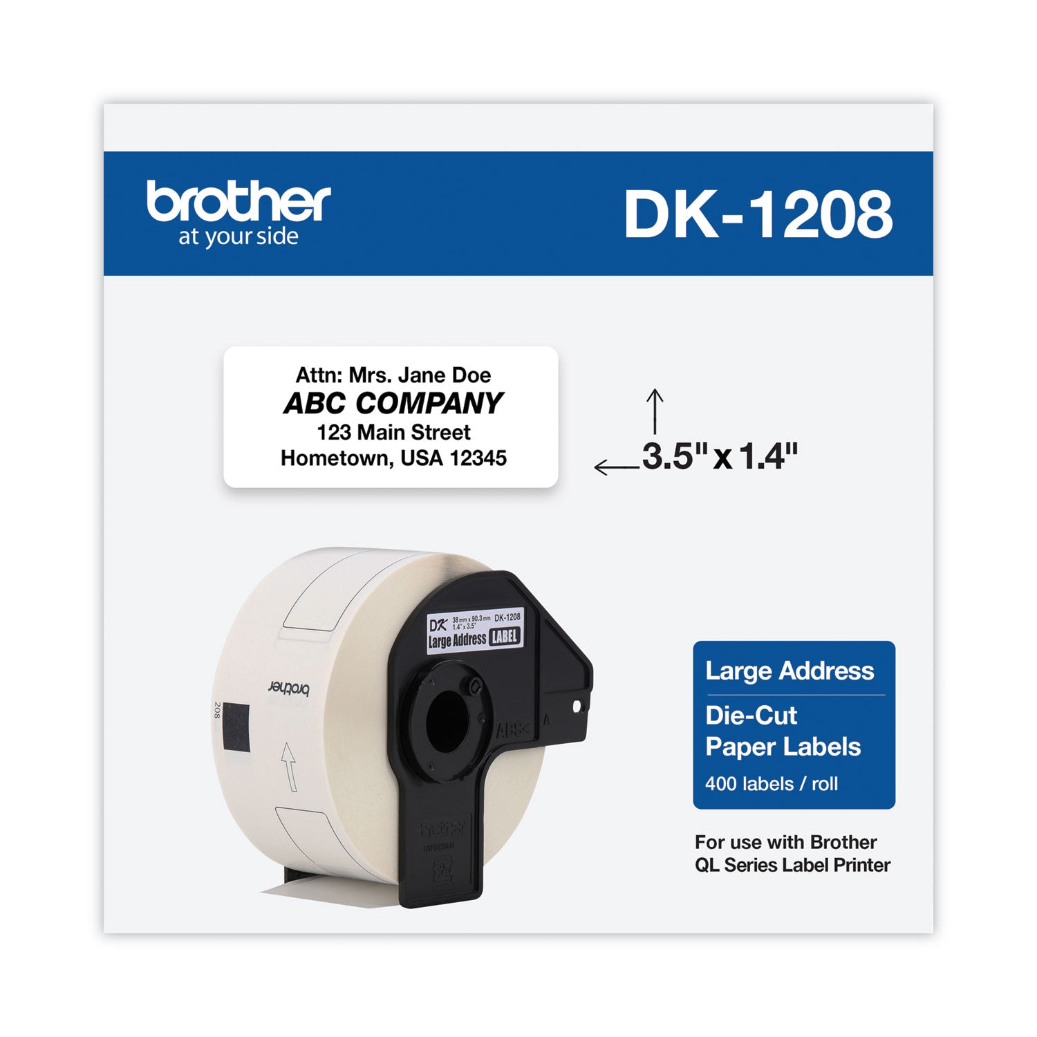 3 1/2" Width x 1 1/2" Length - Rectangle - Direct Thermal - White - Paper - 400 / Roll - 1 Roll