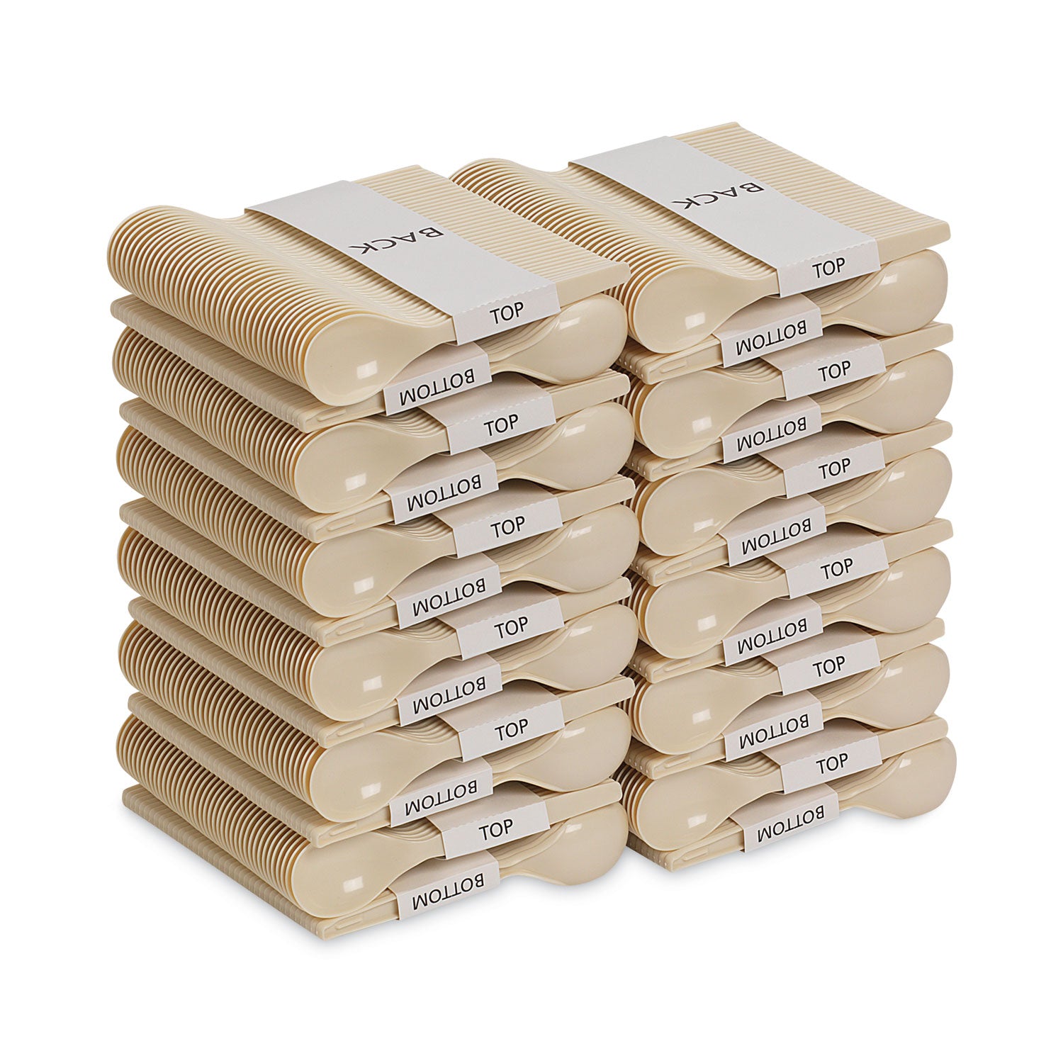 SmartStock Plastic Cutlery Refill, Series-O, Mediumweight Soup Spoon, Beige, 40/Pack, 24 Packs/Carton