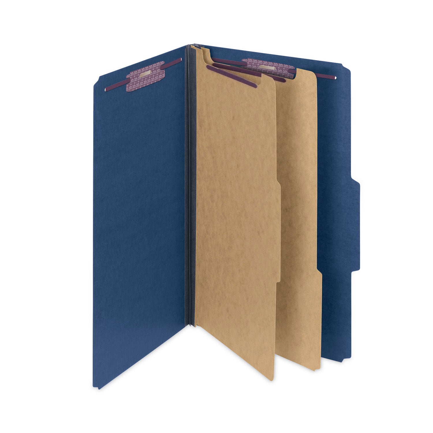 Smead SafeSHIELD 2/5 Tab Cut Legal Recycled Classification Folder, 2 Dividers, 2" Expansion, Dark Blue, Heavy Duty, Tear Resistant, 100% Recycled, 8.5" x 14", 10/Box