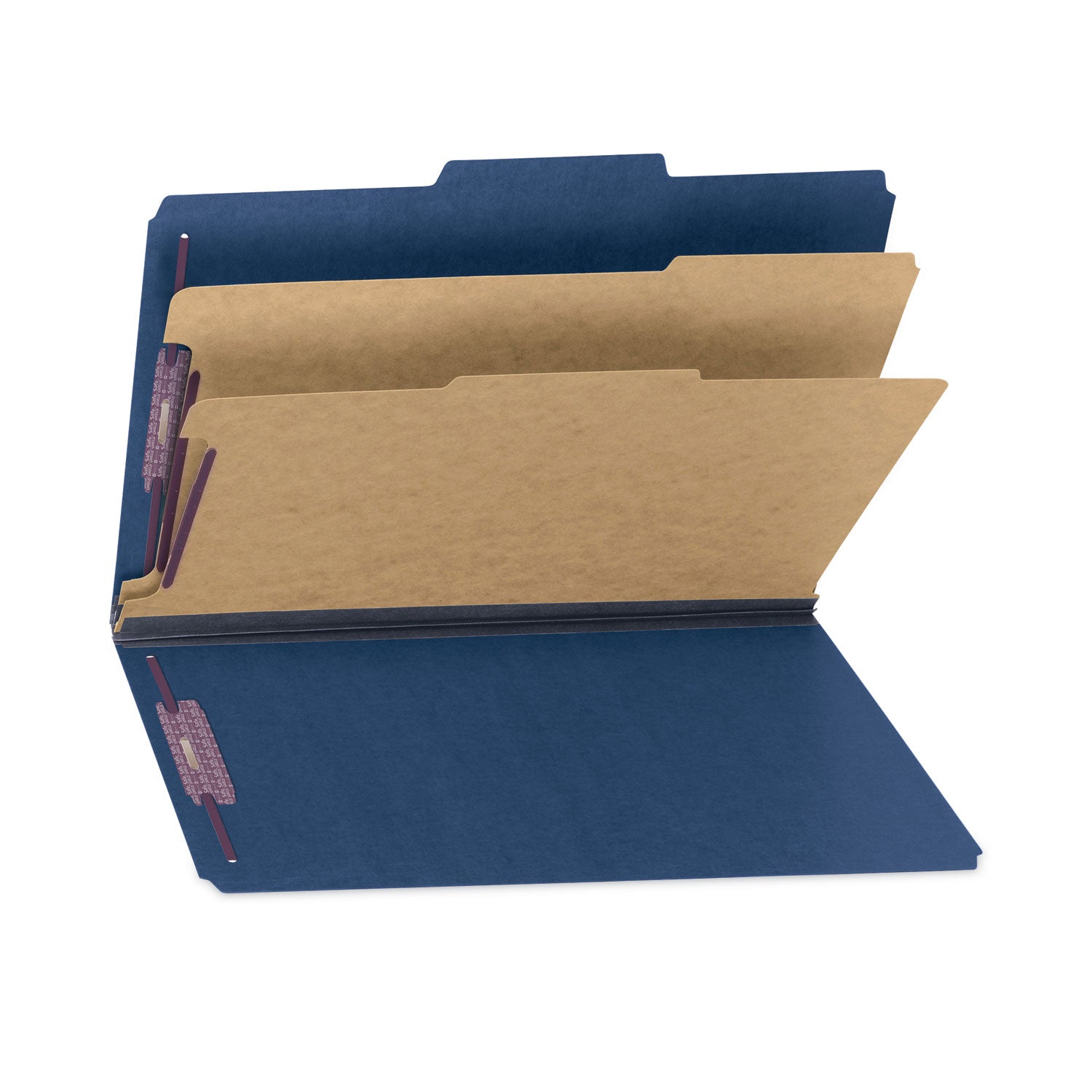 Smead SafeSHIELD 2/5 Tab Cut Legal Recycled Classification Folder, 2 Dividers, 2" Expansion, Dark Blue, Heavy Duty, Tear Resistant, 100% Recycled, 8.5" x 14", 10/Box