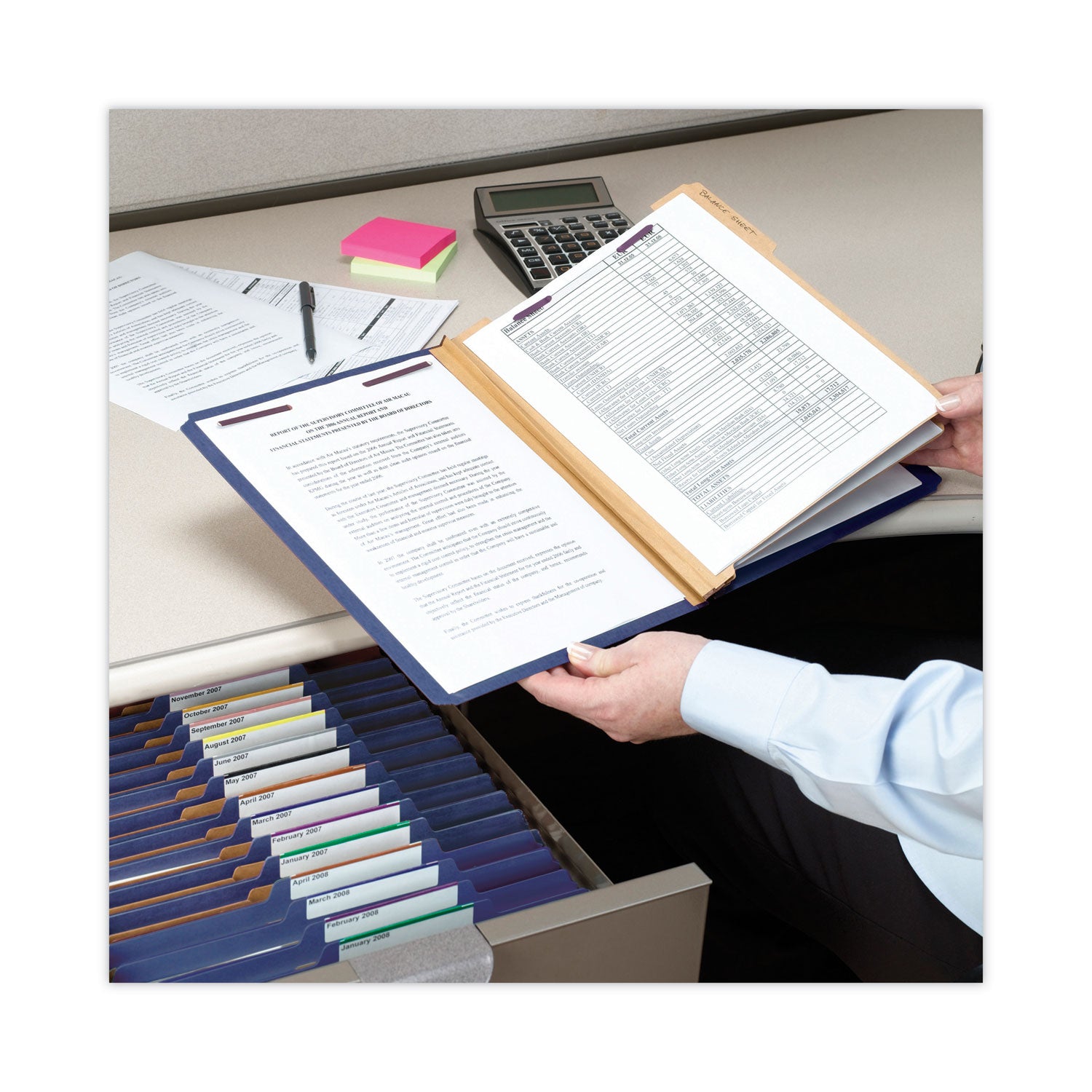 Smead SafeSHIELD 2/5 Tab Cut Legal Recycled Classification Folder, 2 Dividers, 2" Expansion, Dark Blue, Heavy Duty, Tear Resistant, 100% Recycled, 8.5" x 14", 10/Box