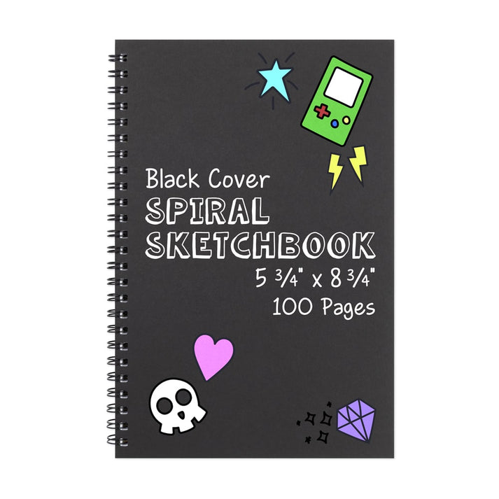 Spiral Sketchbook - 8.5"x11", 5 Books, Black 100pg