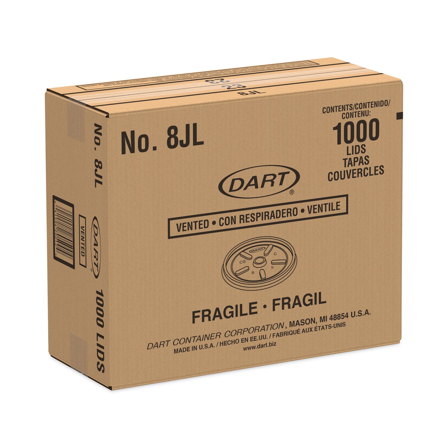 Plastic Lids, Vented, Fits 8 oz to 10 oz Hot/Cold Foam Cups, White, 100/Pack, 10 Packs/Carton