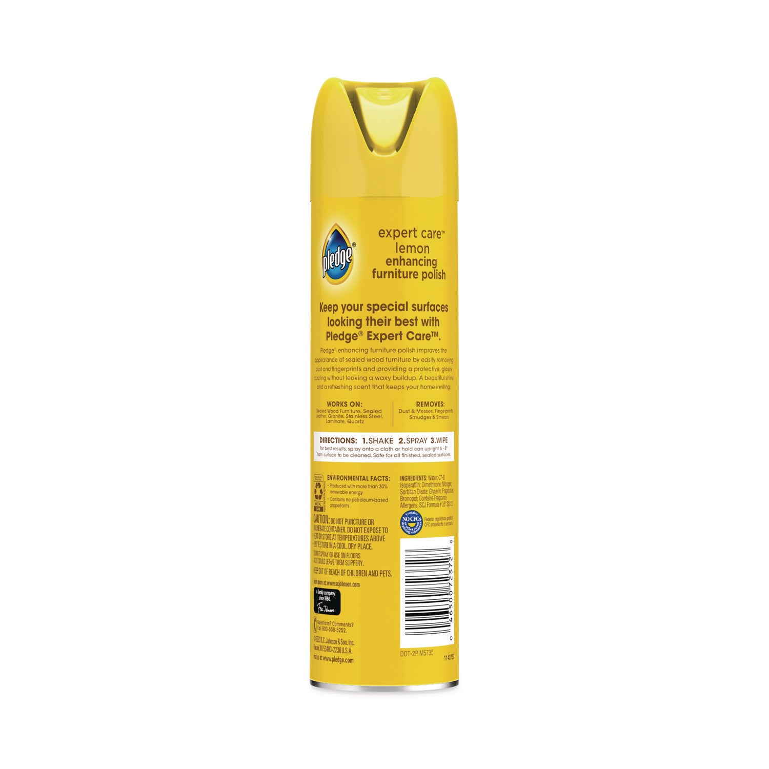 Pledge Expert Care Enhancing Polish, Lemon Scent, Yellow, 9.7 fl oz, 1 Each