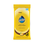 Pledge Lemon Enhancing Polish Wipes, Lemon Scent, Pre-moistened, Wax-free, Yellow, 7" x 10", 24 Pack