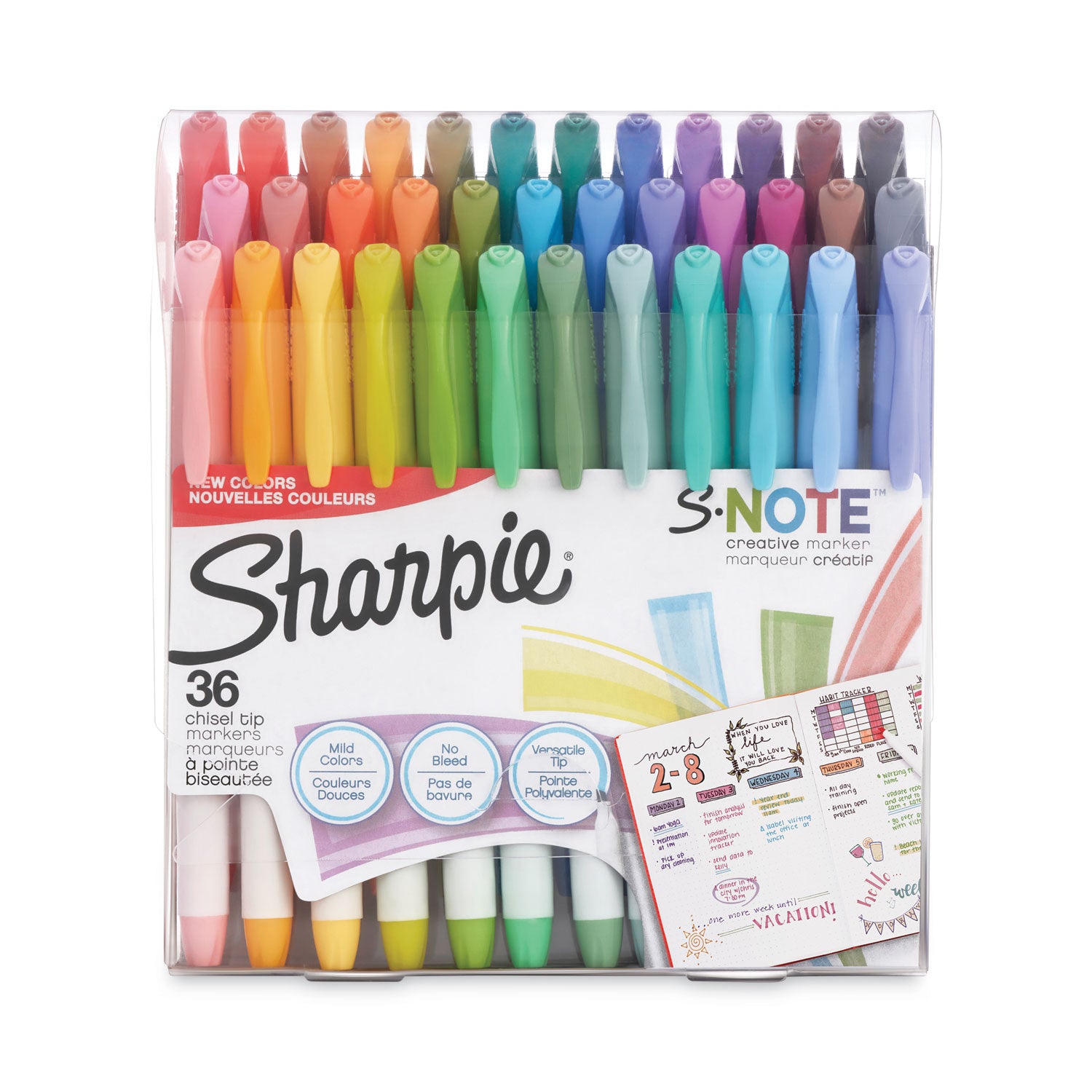 Sharpie S-Note Creative Markers - Broad, Chisel, Wide, Narrow Marker Point - Assorted Ink - Multipurpose - 36 / Box