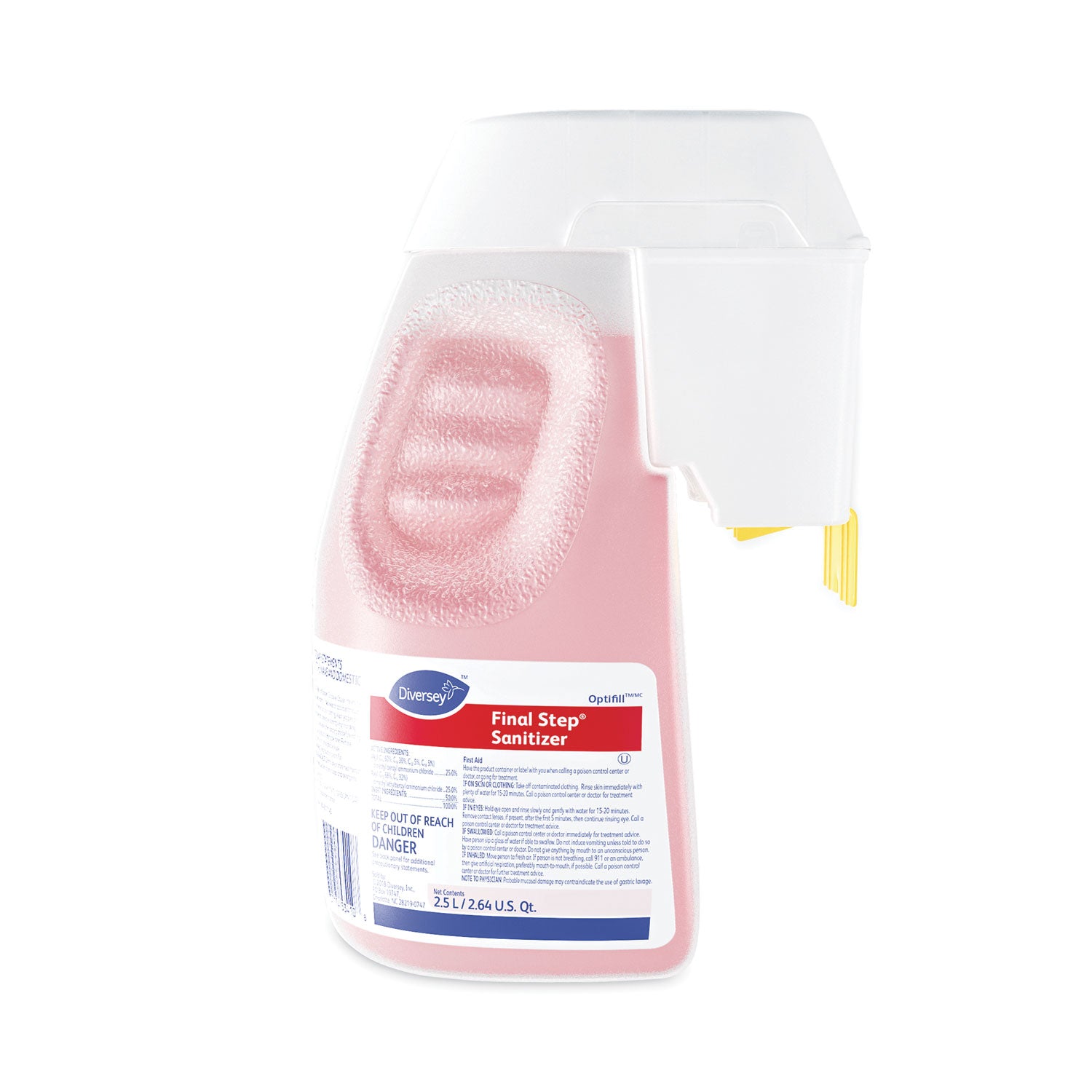 Suma Final Step Sanitizer Concentrate Liquid, 84.5 fl oz (2.6 quart), Quaternary Scent, 7 pH, Rinse-free, Kosher, Red, 1 Carton