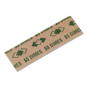 ICONEX SecurIT Color-coded Flat Coin Wrappers - Total $5.0 in 10¢ Denomination - Color Coded, Sturdy - Kraft Paper - Green - 1000 / Pack