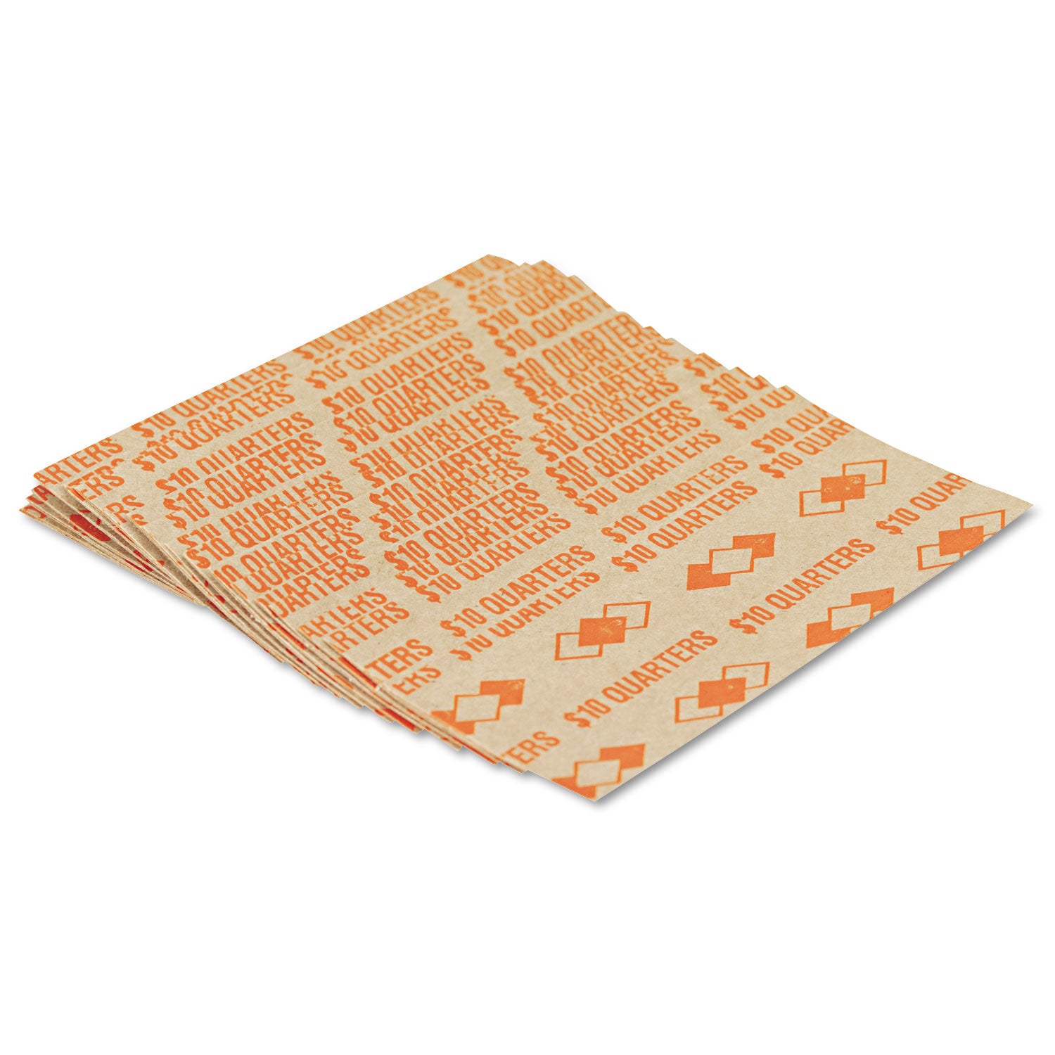 ICONEX SecurIT Color-coded Flat Coin Wrappers - Total $10 in 25¢ Denomination - Color Coded, Sturdy - Kraft Paper - Orange - 1000 / Pack