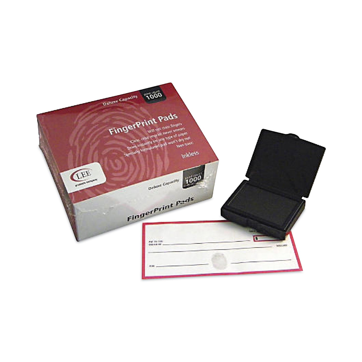 LEE Inkless FingerPrint Pad - 2" Height x 2.3" Width x 1.8" Depth - Black Ink - 1 Dozen