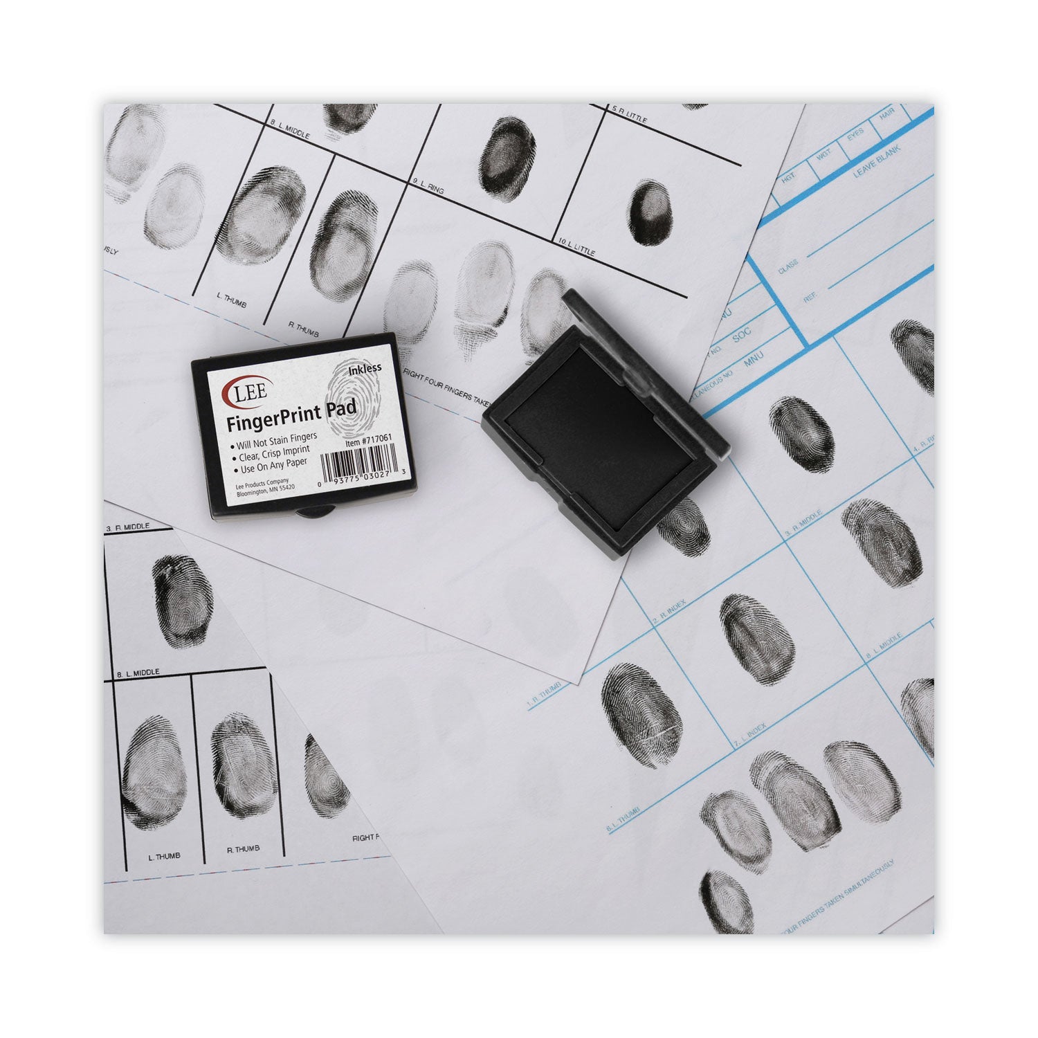 LEE Inkless FingerPrint Pad - 2" Height x 2.3" Width x 1.8" Depth - Black Ink - 1 Dozen