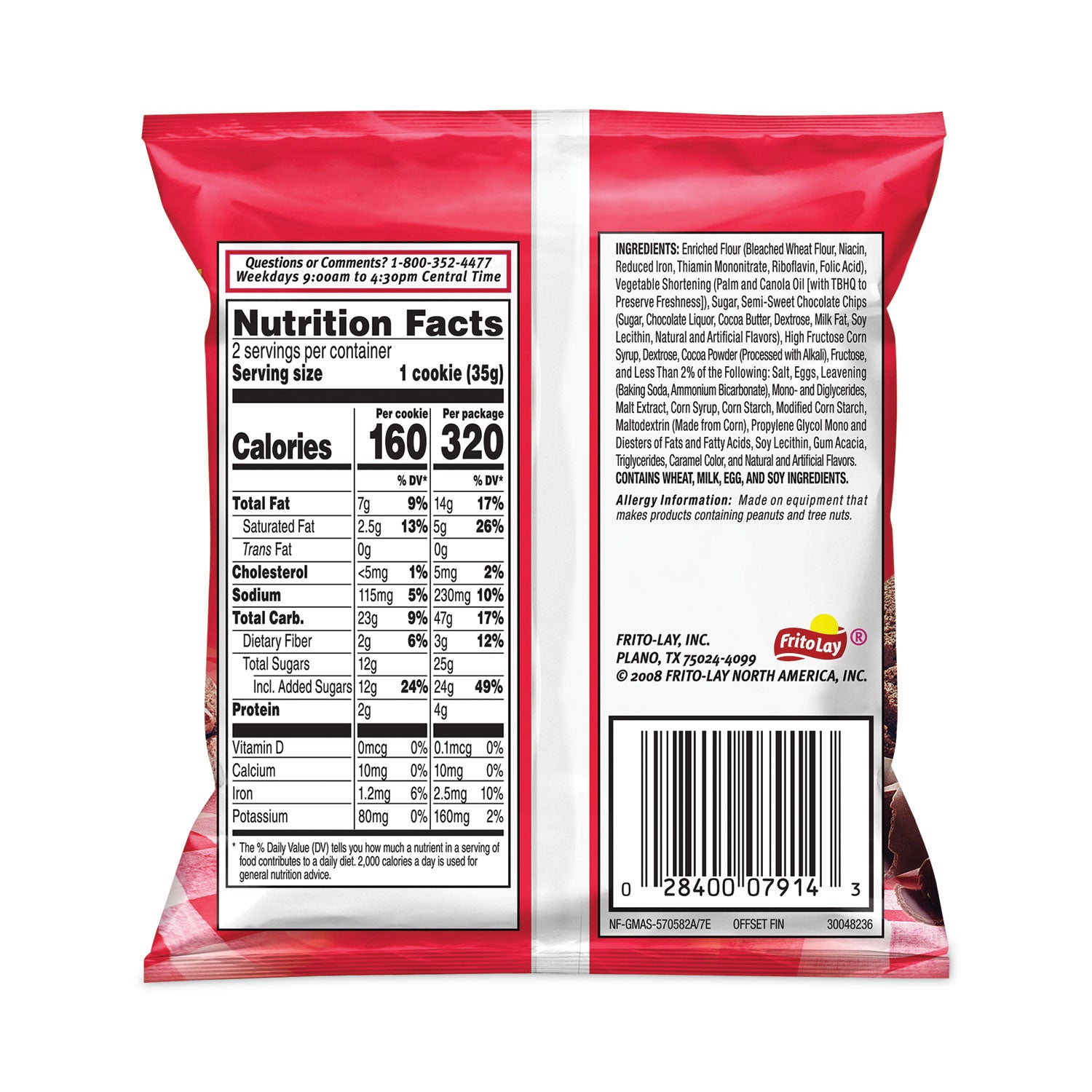 Big Chocolate Brownie, 2.5 oz Packet, 2 Brownies/Pack, 60 Packs/Carton
