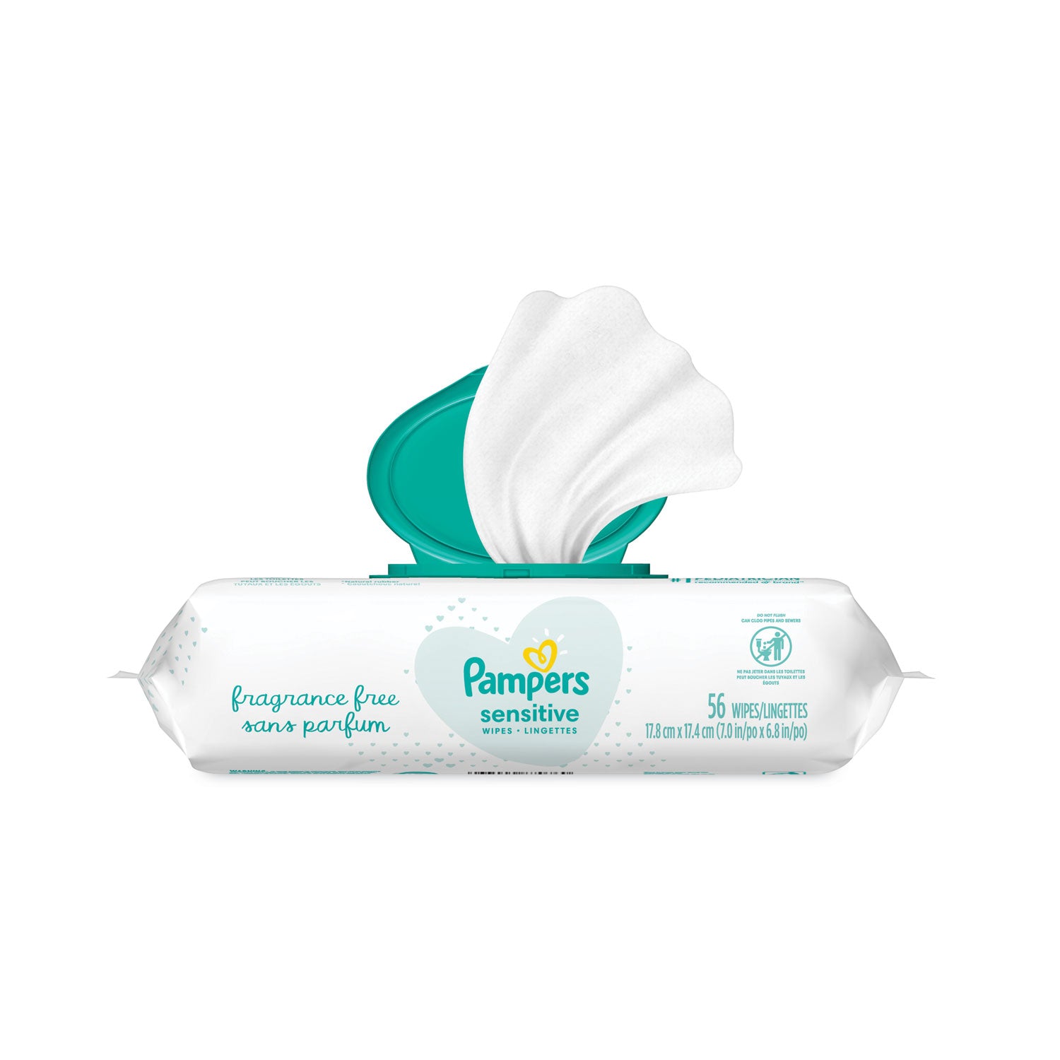 Pampers Baby Wipes Sensitive, White, 56 Pack