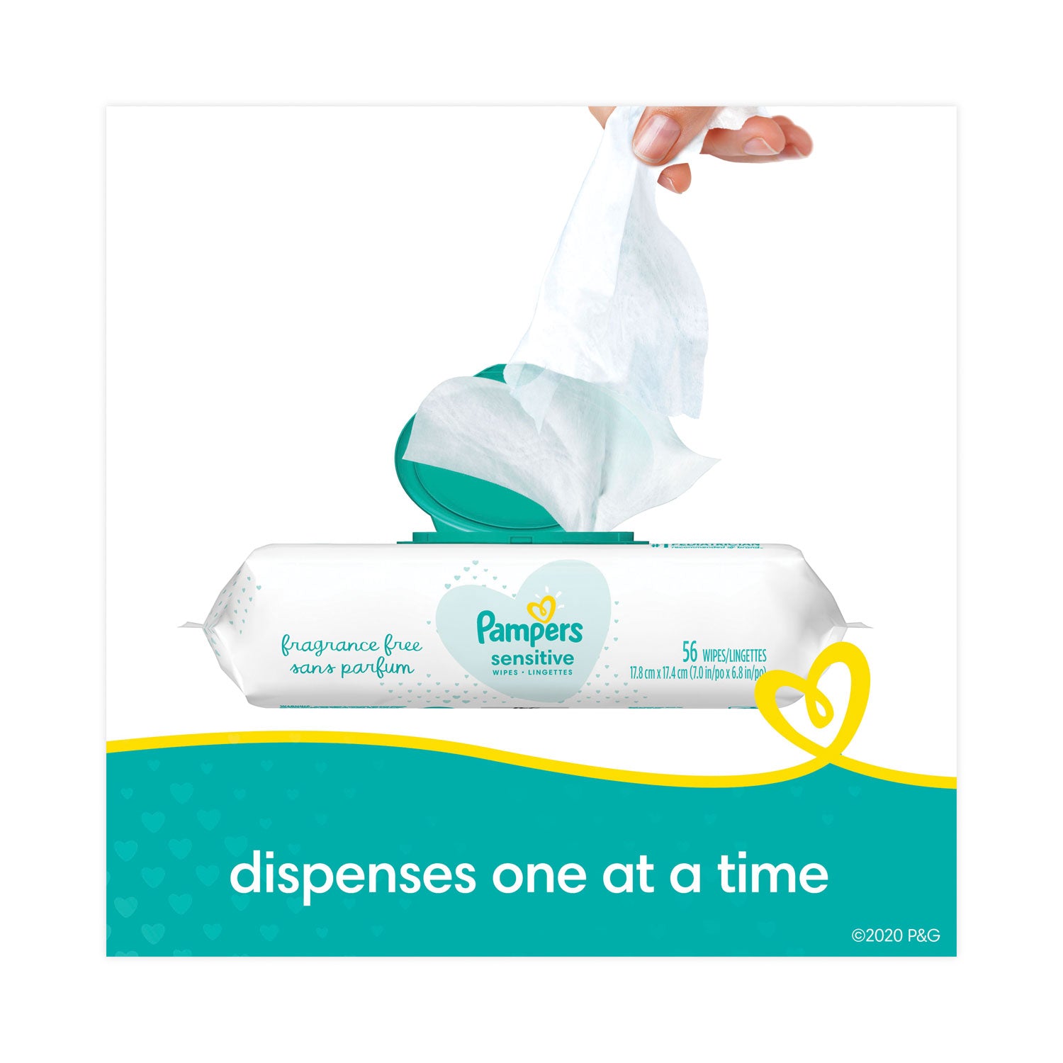Pampers Baby Wipes Sensitive, White, 56 Pack