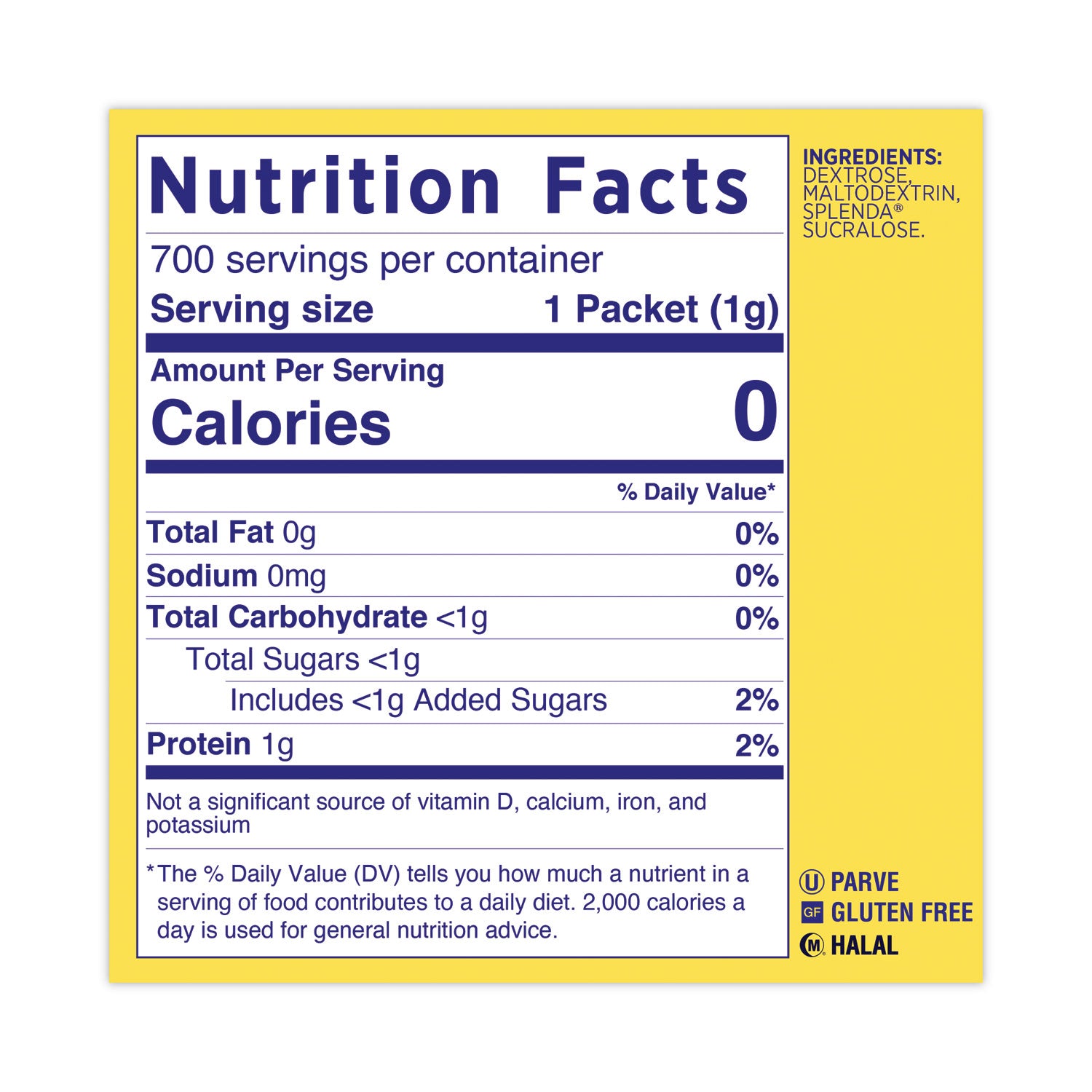 No Calorie Sweetener, 1 g Packet, 700/Box