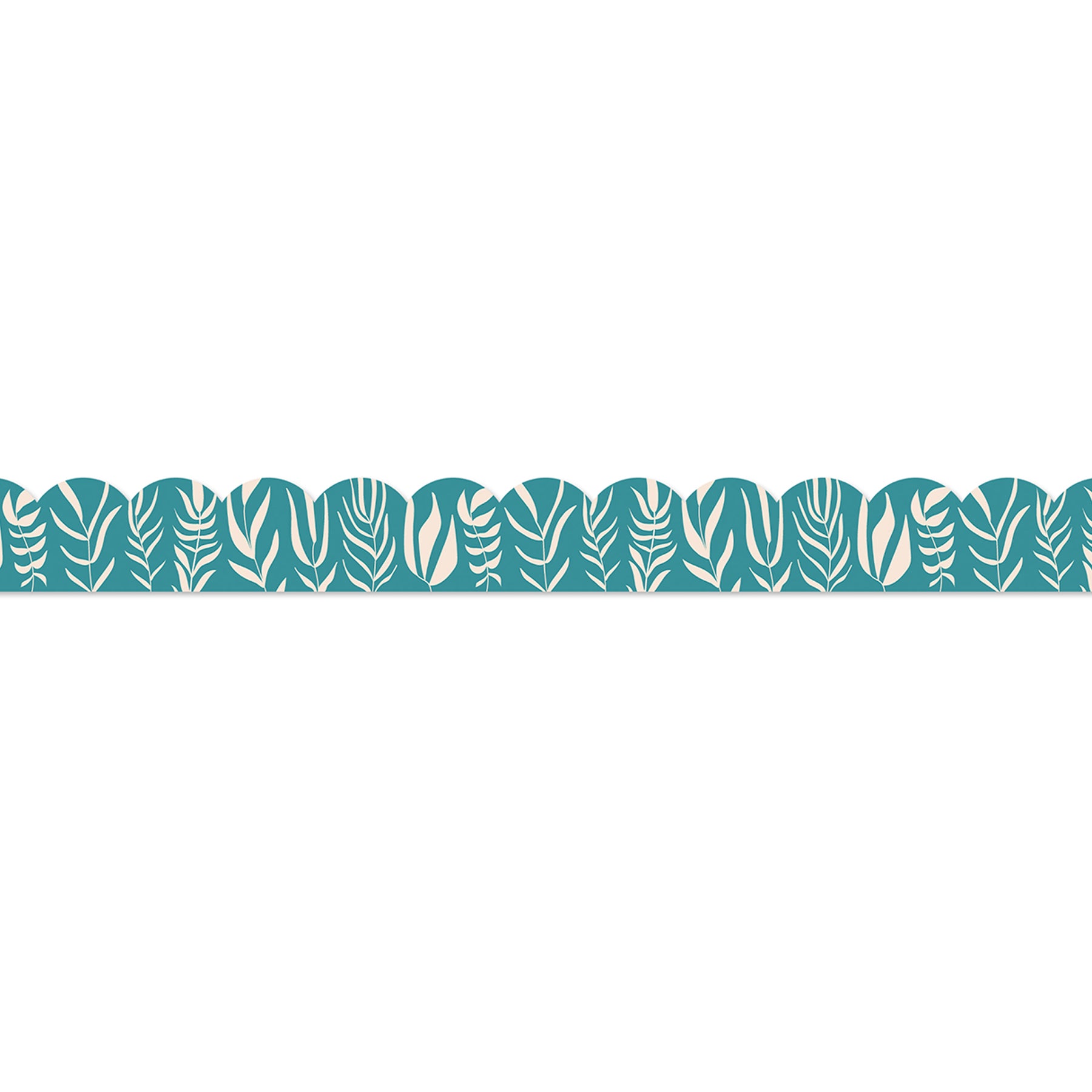 True to You Teal with Leaves Scalloped Bulletin Board Borders, 39 Feet