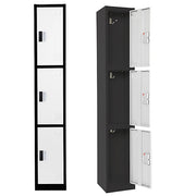 72" H x 12" W  Triple Tier Steel Storage Locker with Digital Lock, Black and White, Pack of 4