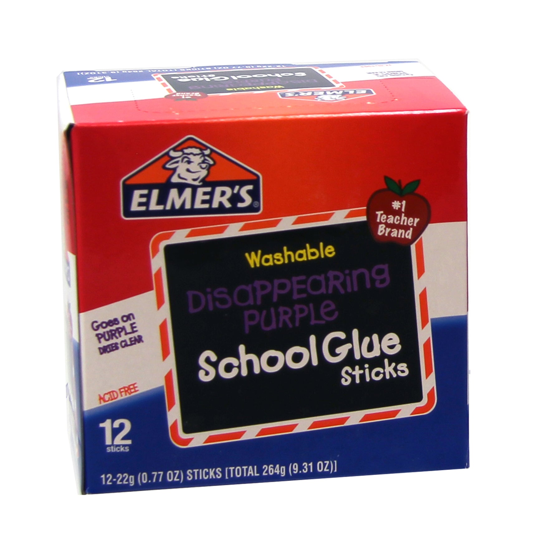 Washable School Glue Stick, Disappearing Purple, 0.77 oz, Pack of 12